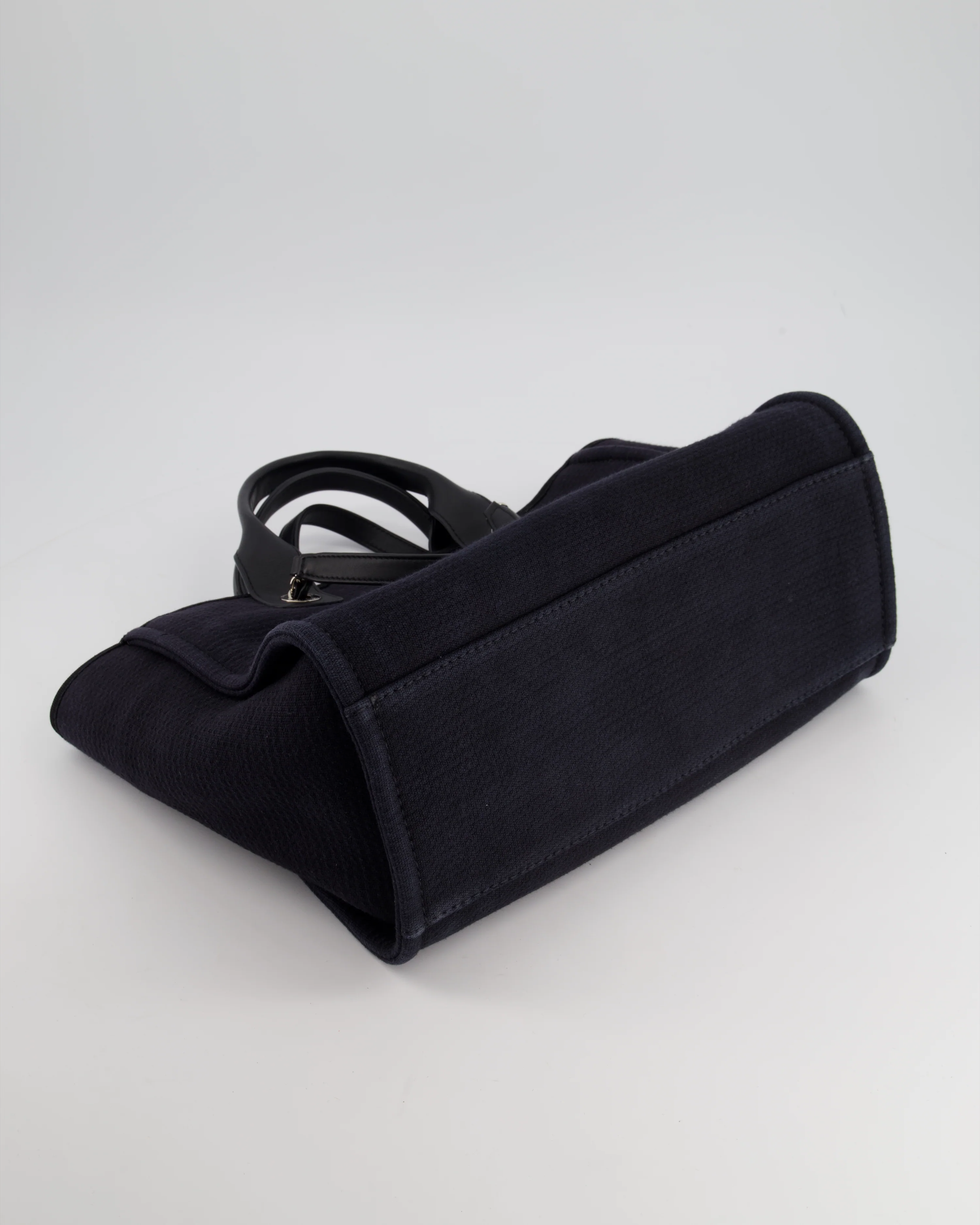 Chanel Navy & Black Small Deauville Tote Bag with Silver Hardware - Image 18