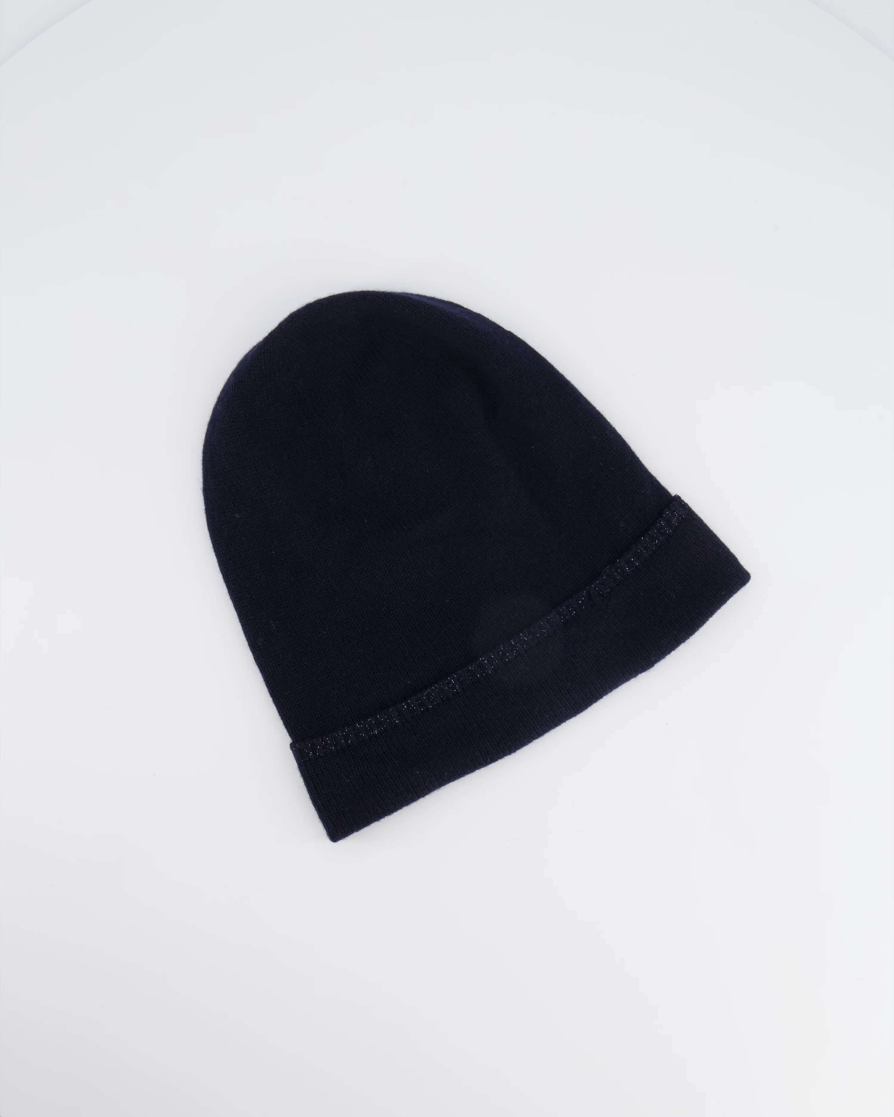 Chanel Navy Cashmere Beanie Hat with CC Logo One Size - Image 4