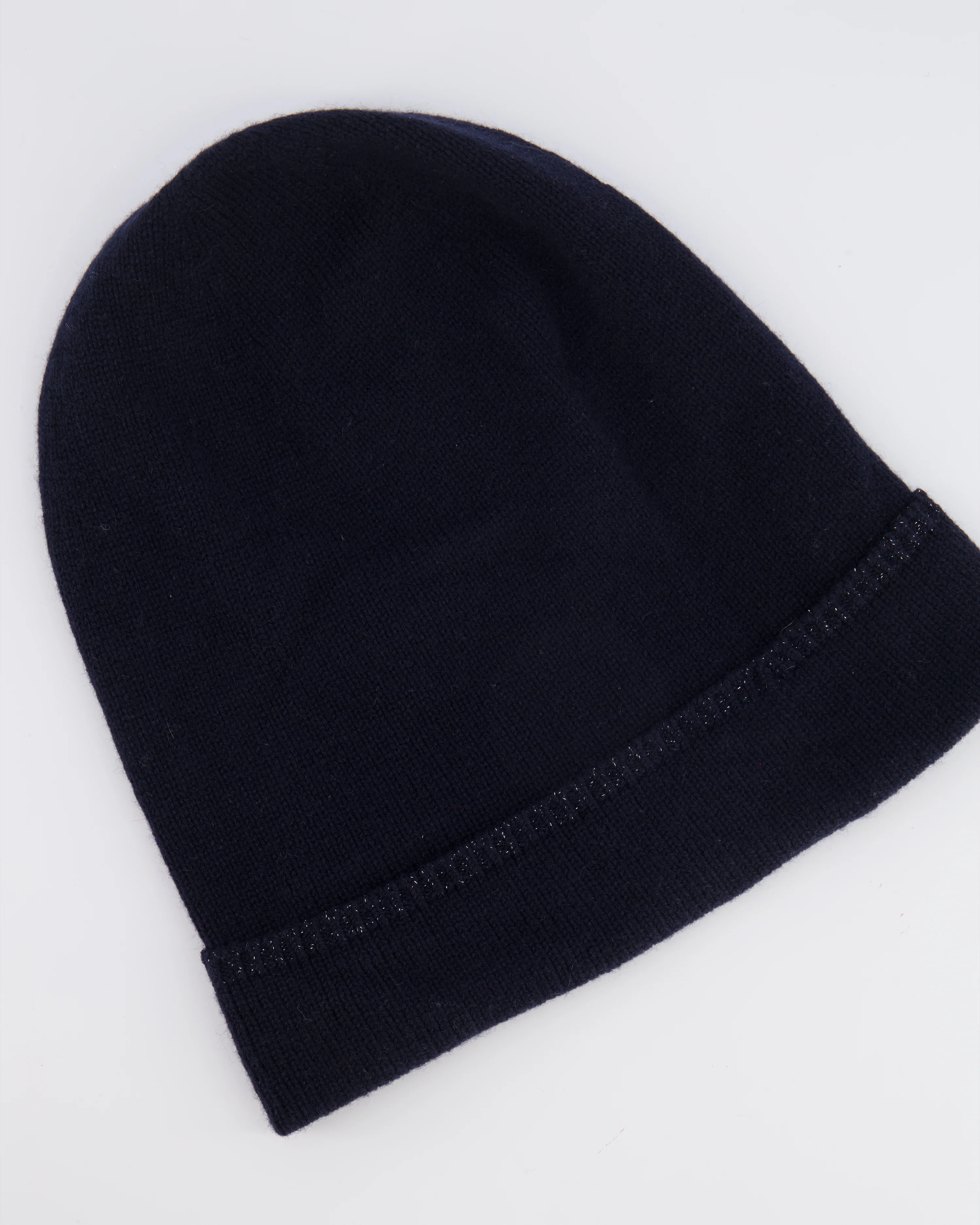 Chanel Navy Cashmere Beanie Hat with CC Logo One Size - Image 5