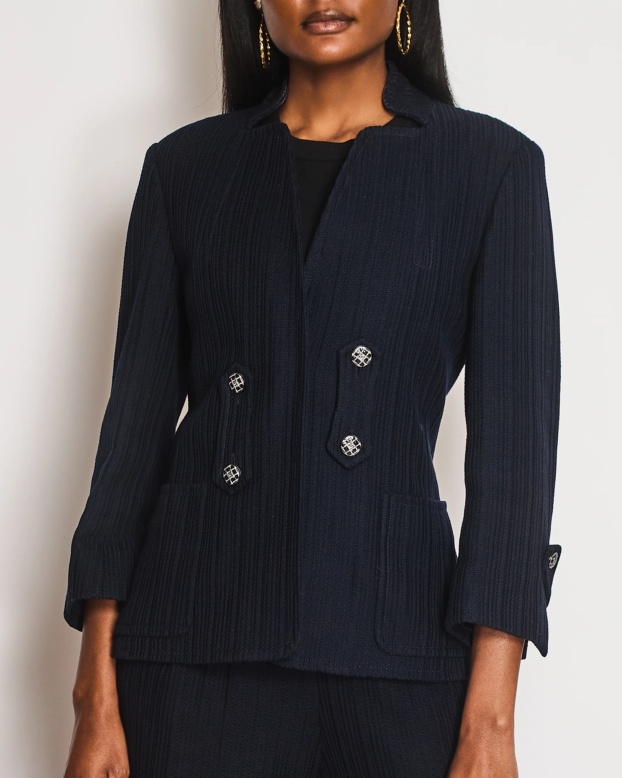 Chanel Navy Single Breasted Two-Piece Jacket and Trouser Set Size FR 42 (UK 14) - Image 3
