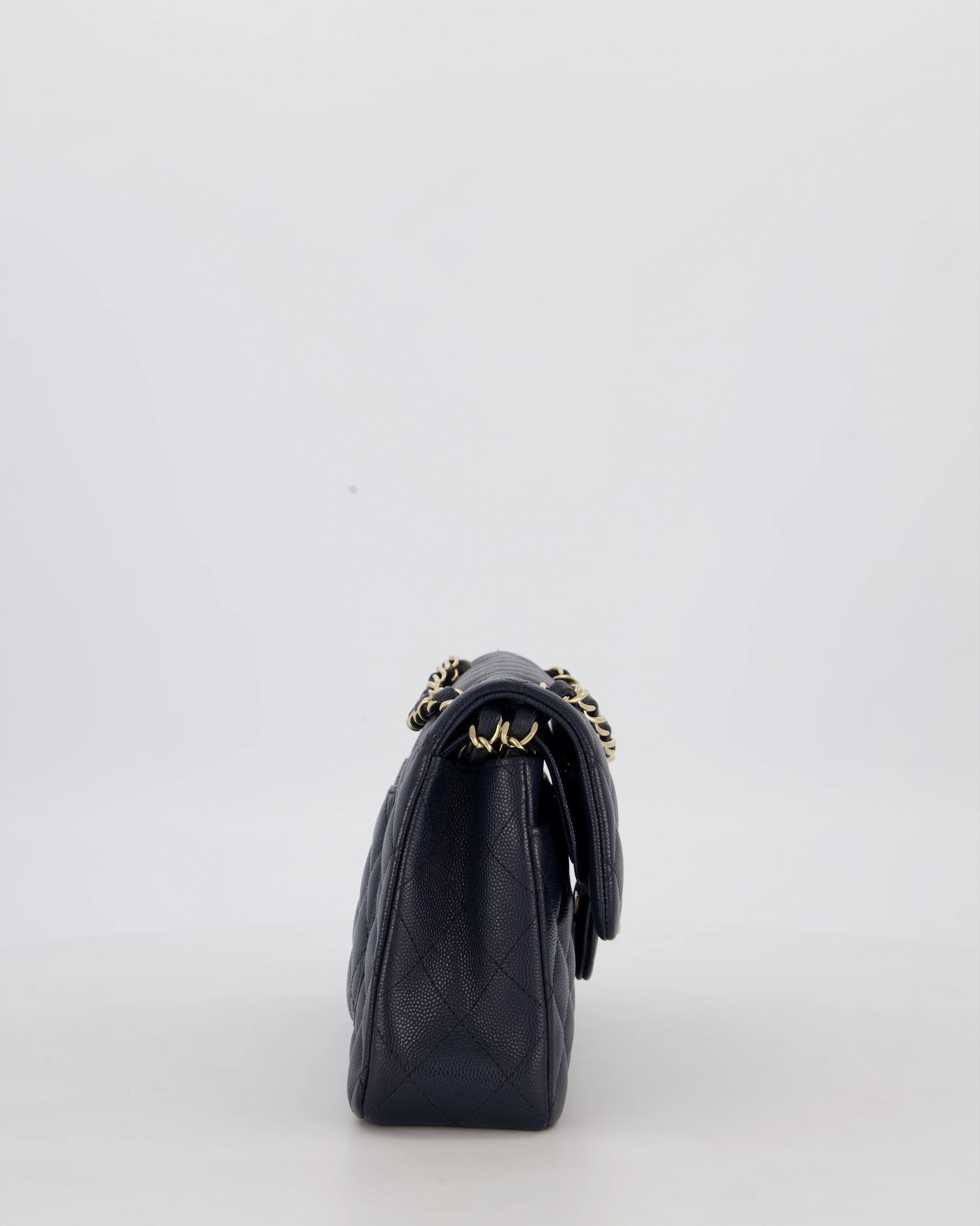 Chanel Navy Small Classic Double Flap Bag in Caviar Leather with Champagne Gold Hardware - Image 5