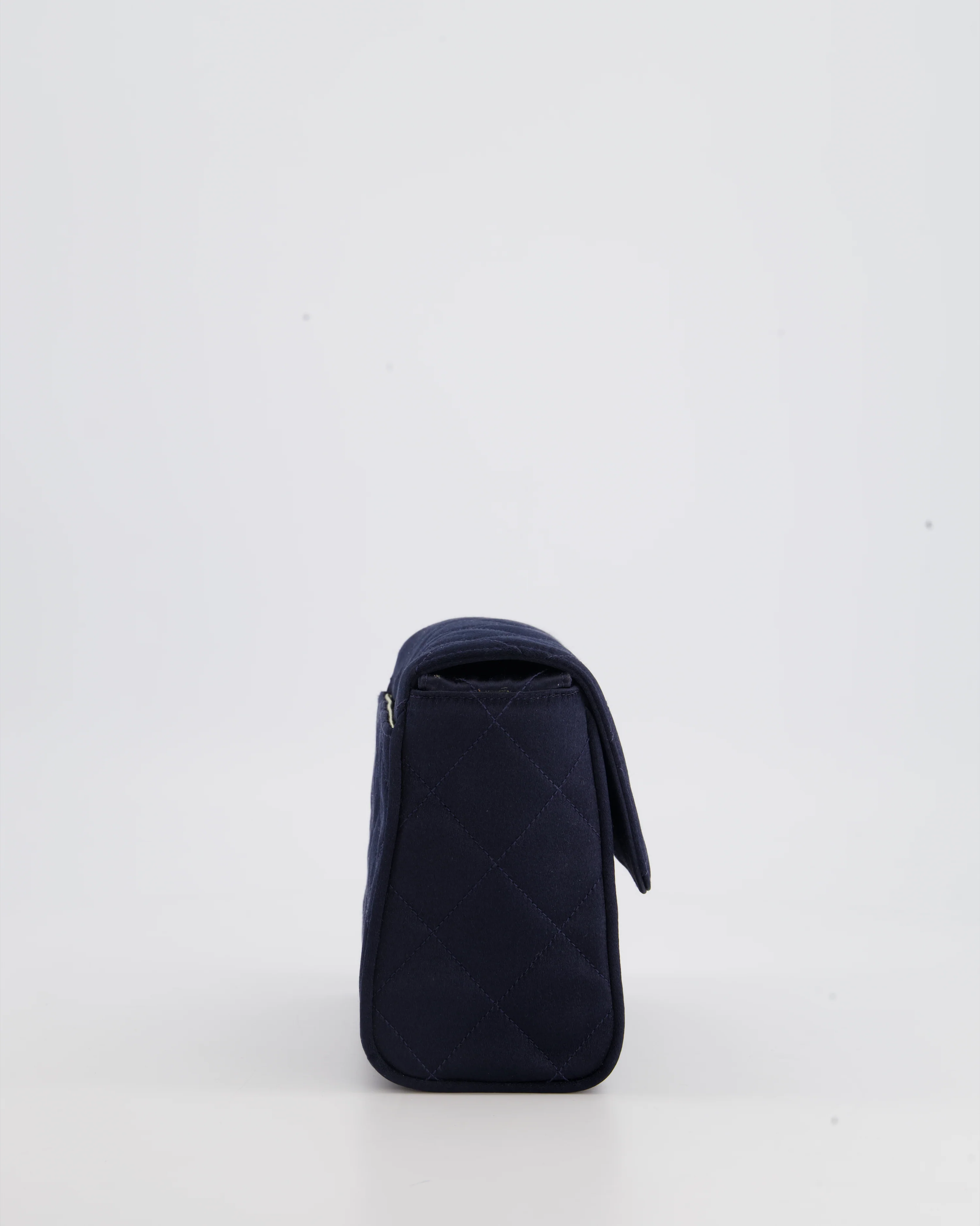 Chanel Navy Vintage Silk Diamond Quilted Shoulder Bag with CC Logo - Image 13