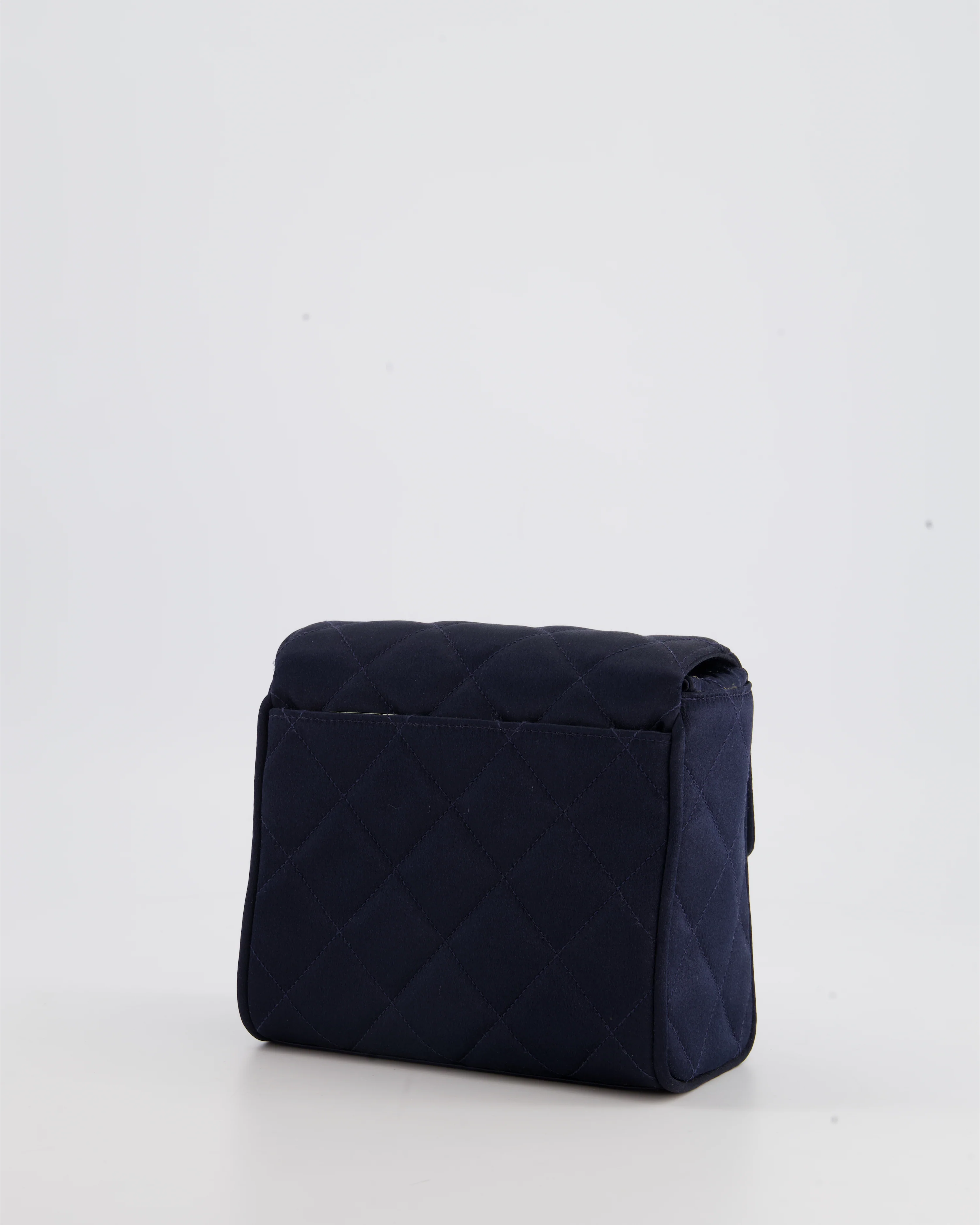 Chanel Navy Vintage Silk Diamond Quilted Shoulder Bag with CC Logo - Image 14