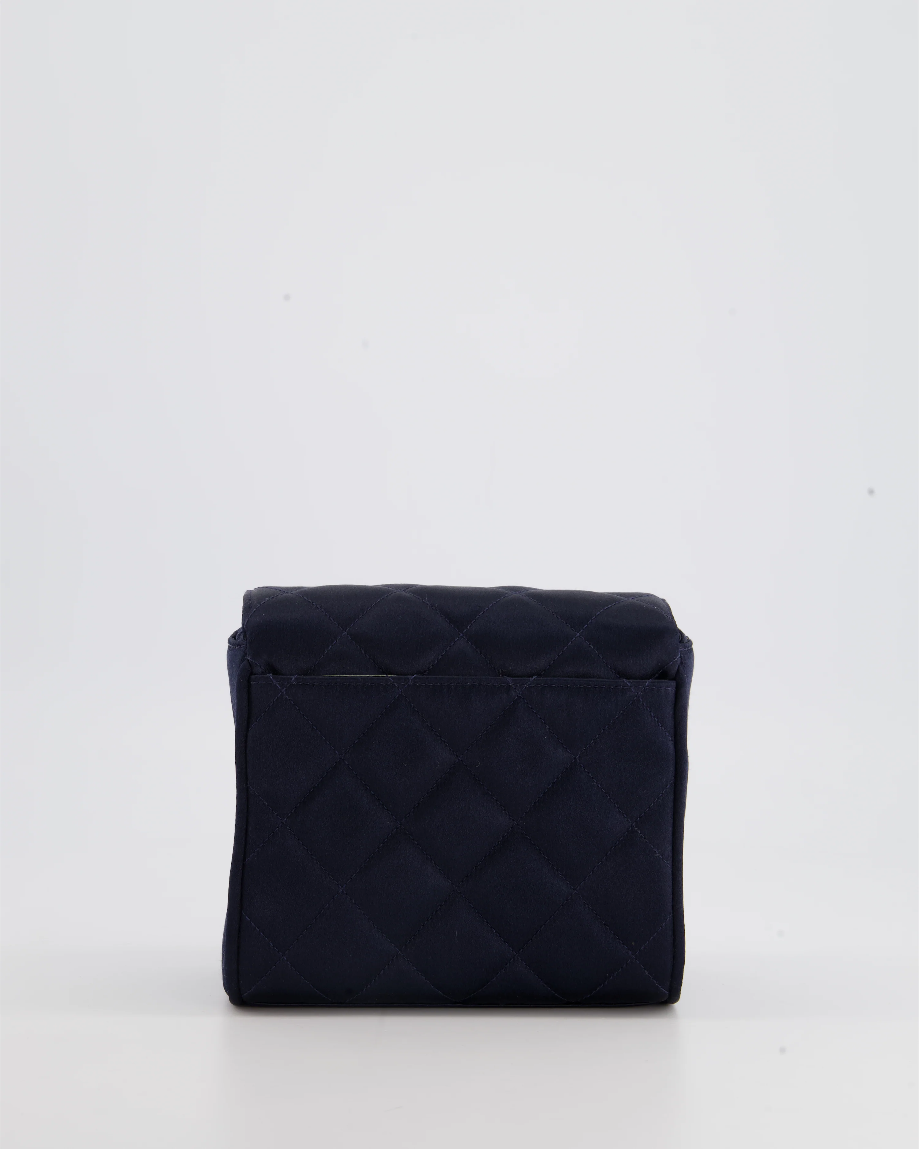 Chanel Navy Vintage Silk Diamond Quilted Shoulder Bag with CC Logo - Image 15