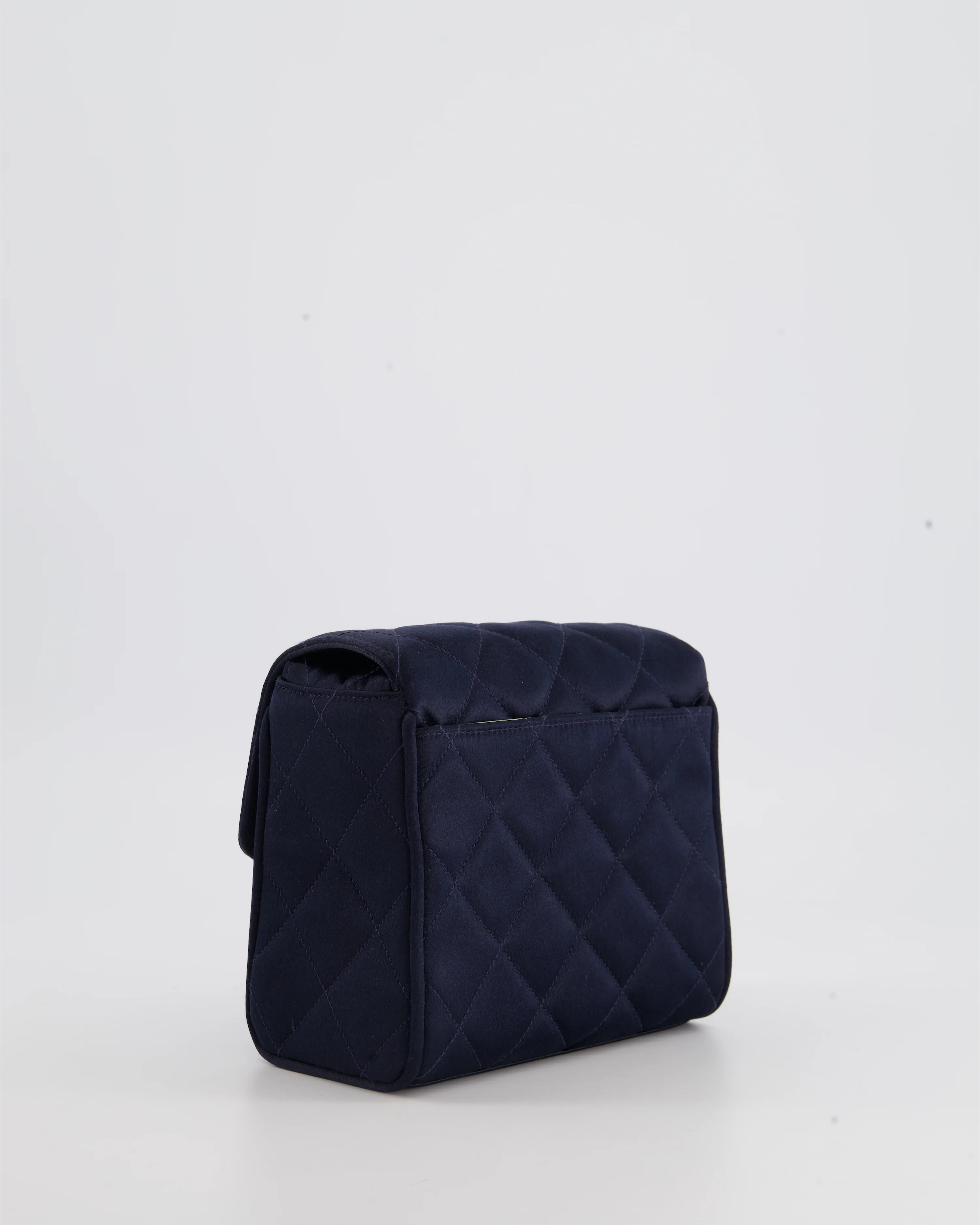 Chanel Navy Vintage Silk Diamond Quilted Shoulder Bag with CC Logo - Image 16