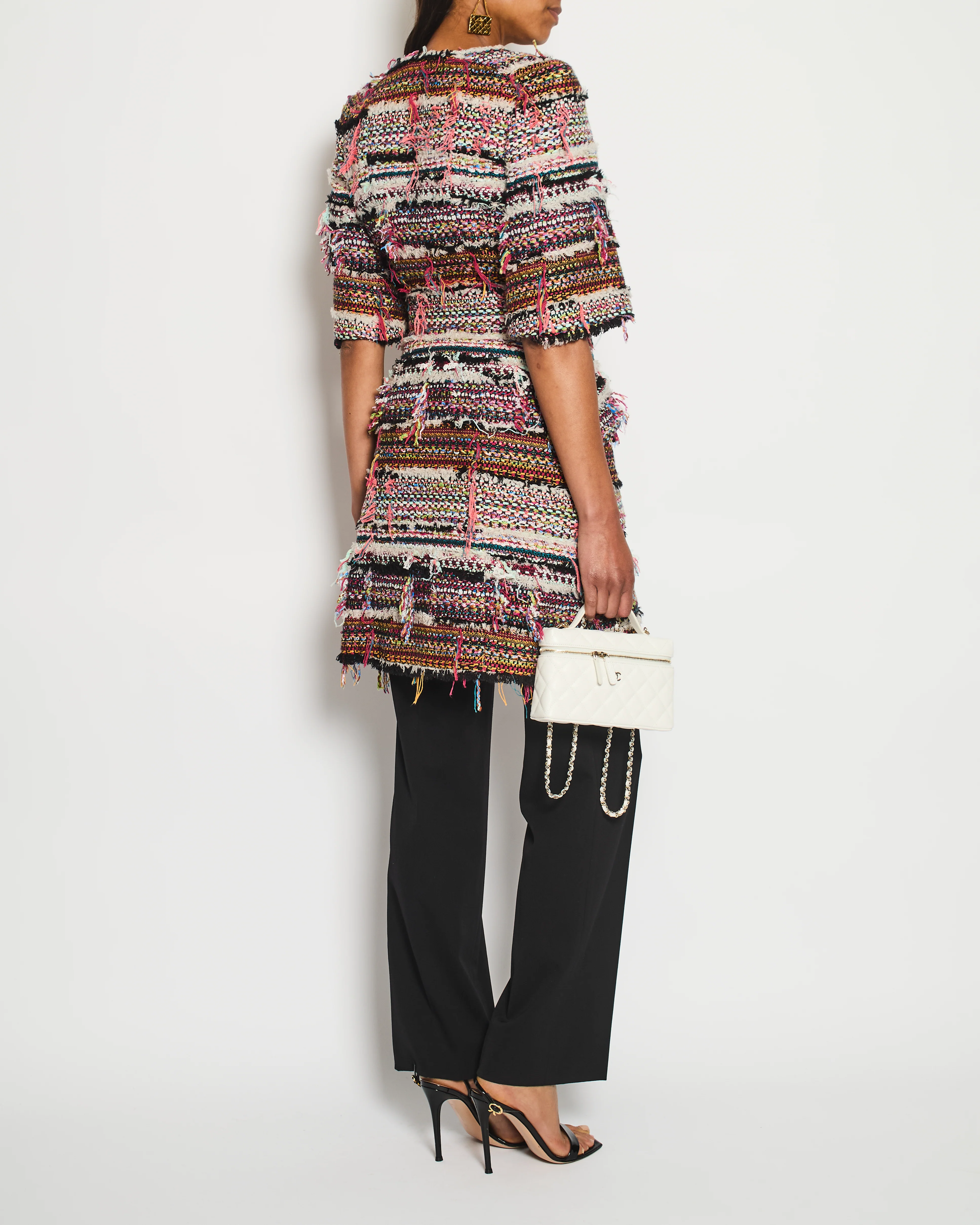 Chanel Paris/Dubai 2015 Pink Fantasy Set Frayed Tweed Short Sleeve Jacket Size FR 34 (UK 6) - Image 3