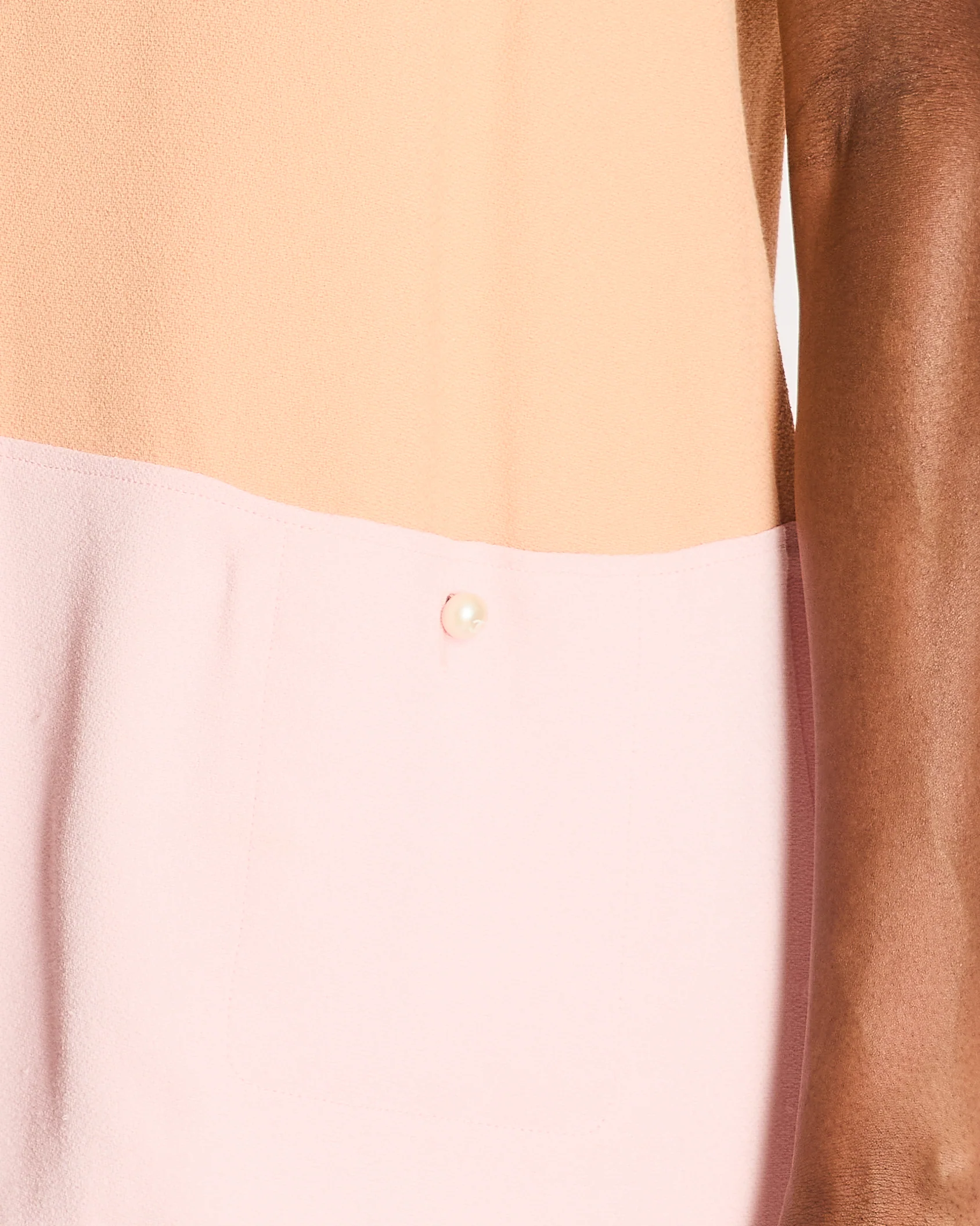 Chanel 14P Pastel Orange and Pink Sleeveless Top with White CC Logo Pearl Details Size FR 36 (UK 8) - Image 4