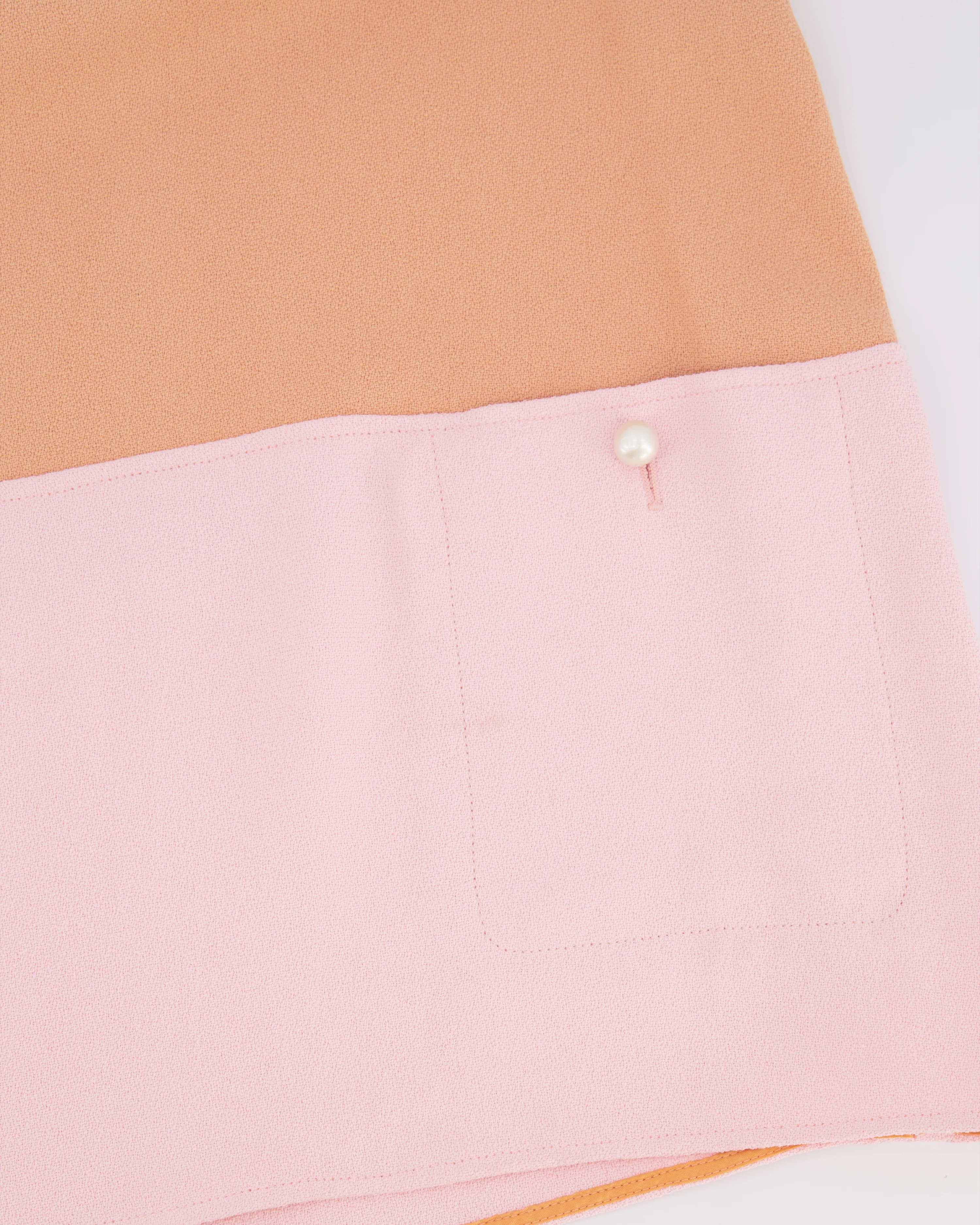 Chanel 14P Pastel Orange and Pink Sleeveless Top with White CC Logo Pearl Details Size FR 36 (UK 8) - Image 6
