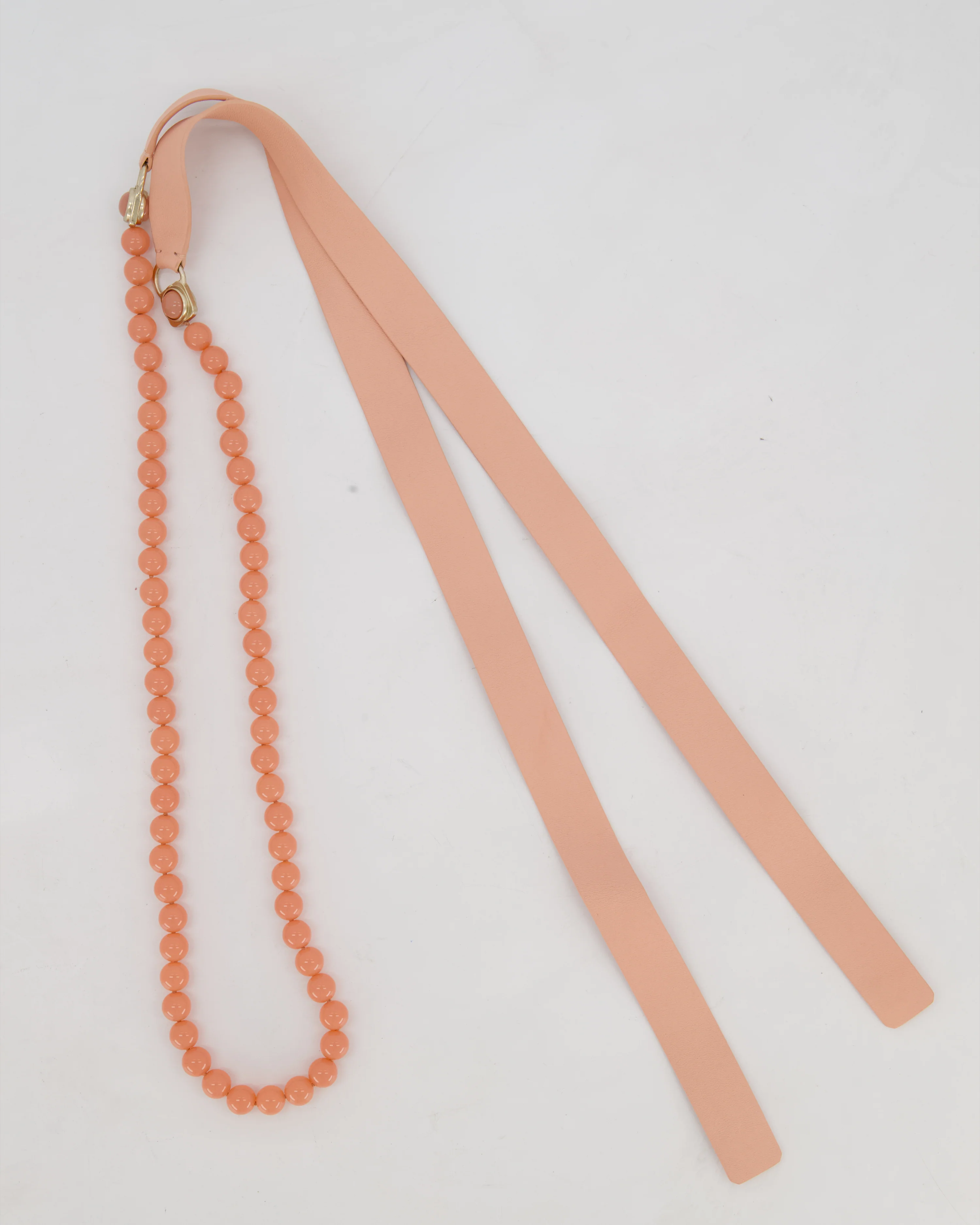 Chanel Pastel Pink Beaded CC Belt with Leather Logo Detail Size 80cm - Image 2