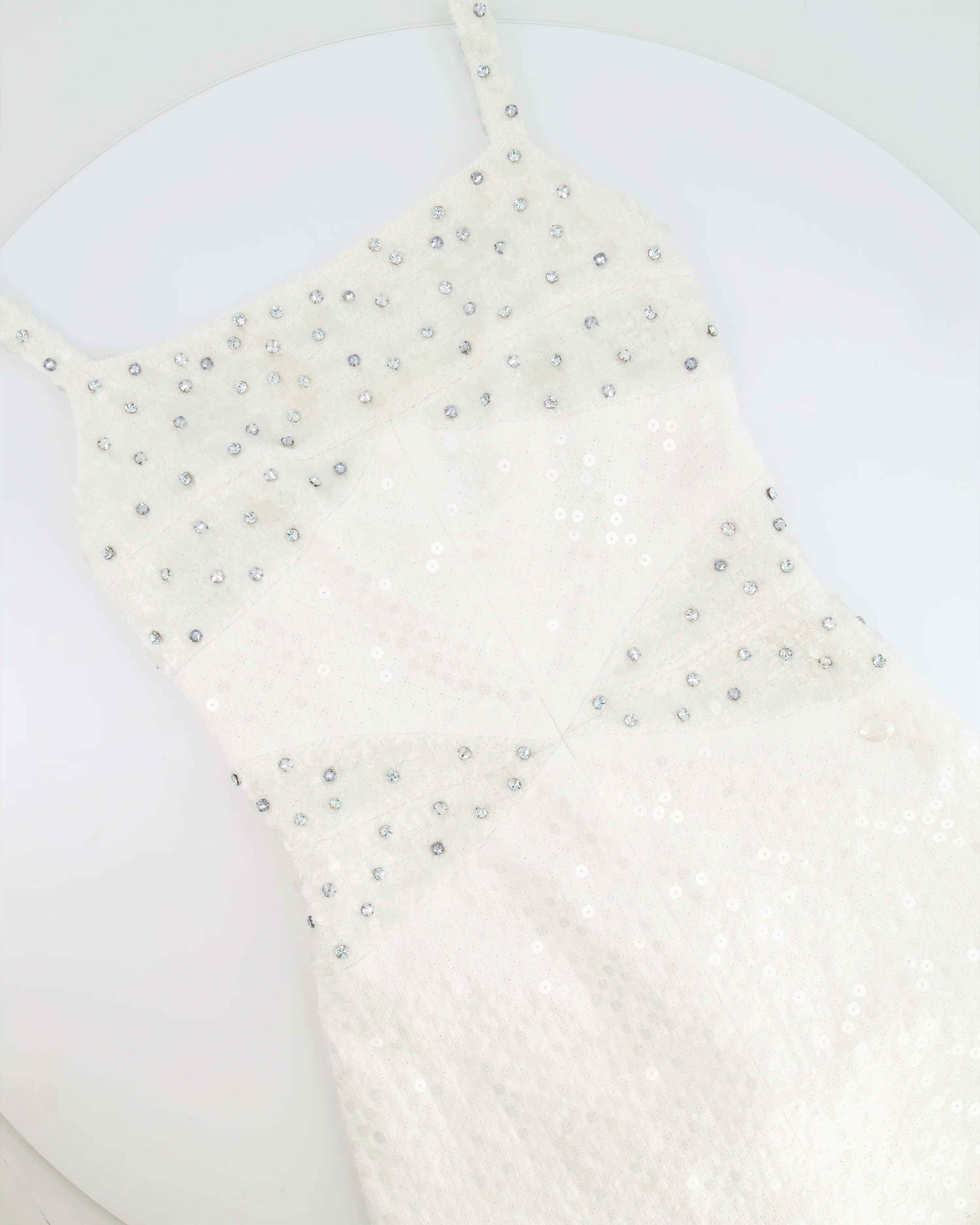 Chanel Pearl White Sleeveless Sequin and Crystal Embellished Mini Dress with Pearl CC Logo Detail Size FR 36 (UK 8) - Image 8