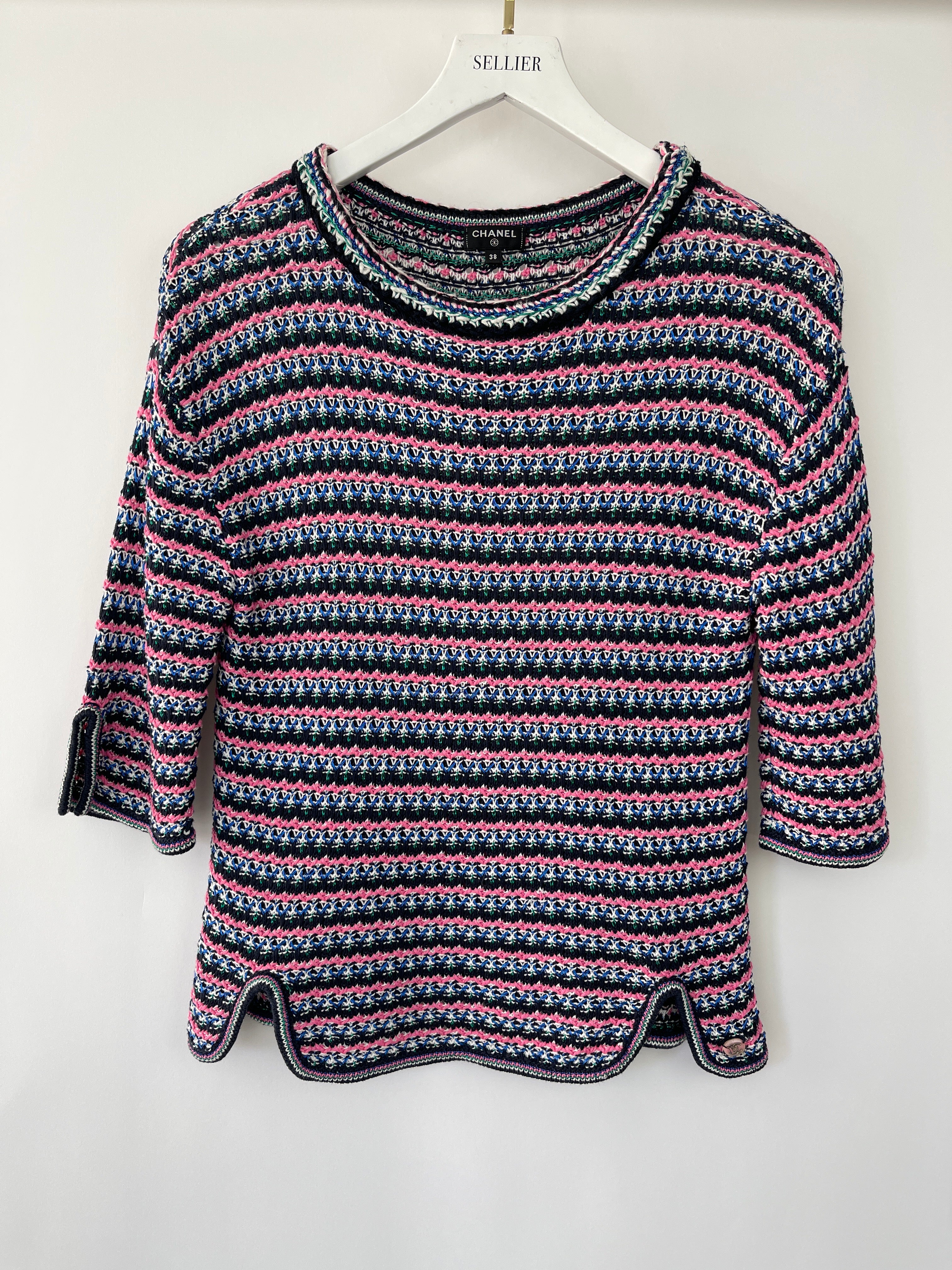 *FIRE PRICE* Chanel Pink, Black Metallic Green Mid-Sleeve Top FR 38 (UK 10) - Image 10
