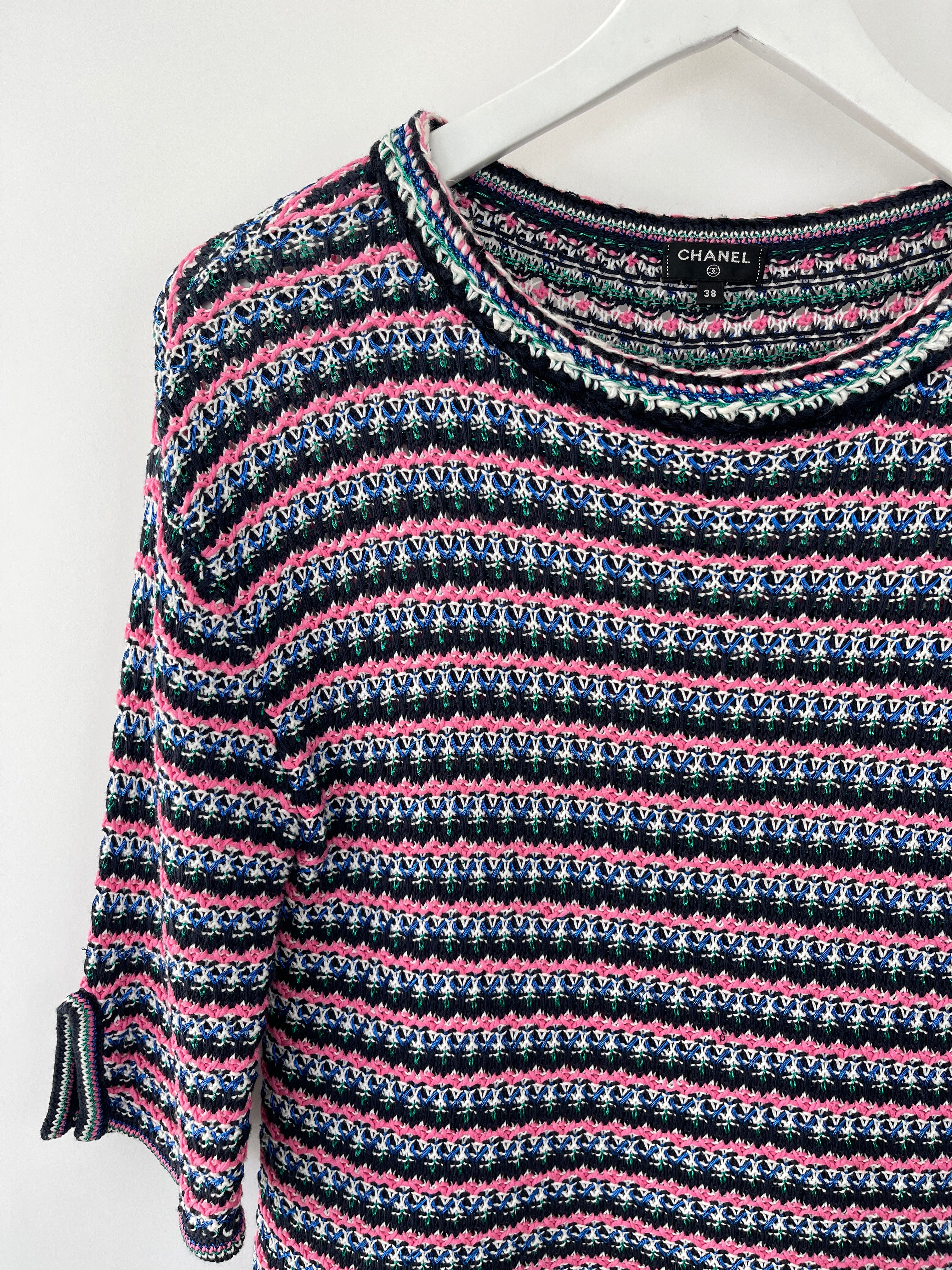 *FIRE PRICE* Chanel Pink, Black Metallic Green Mid-Sleeve Top FR 38 (UK 10) - Image 12