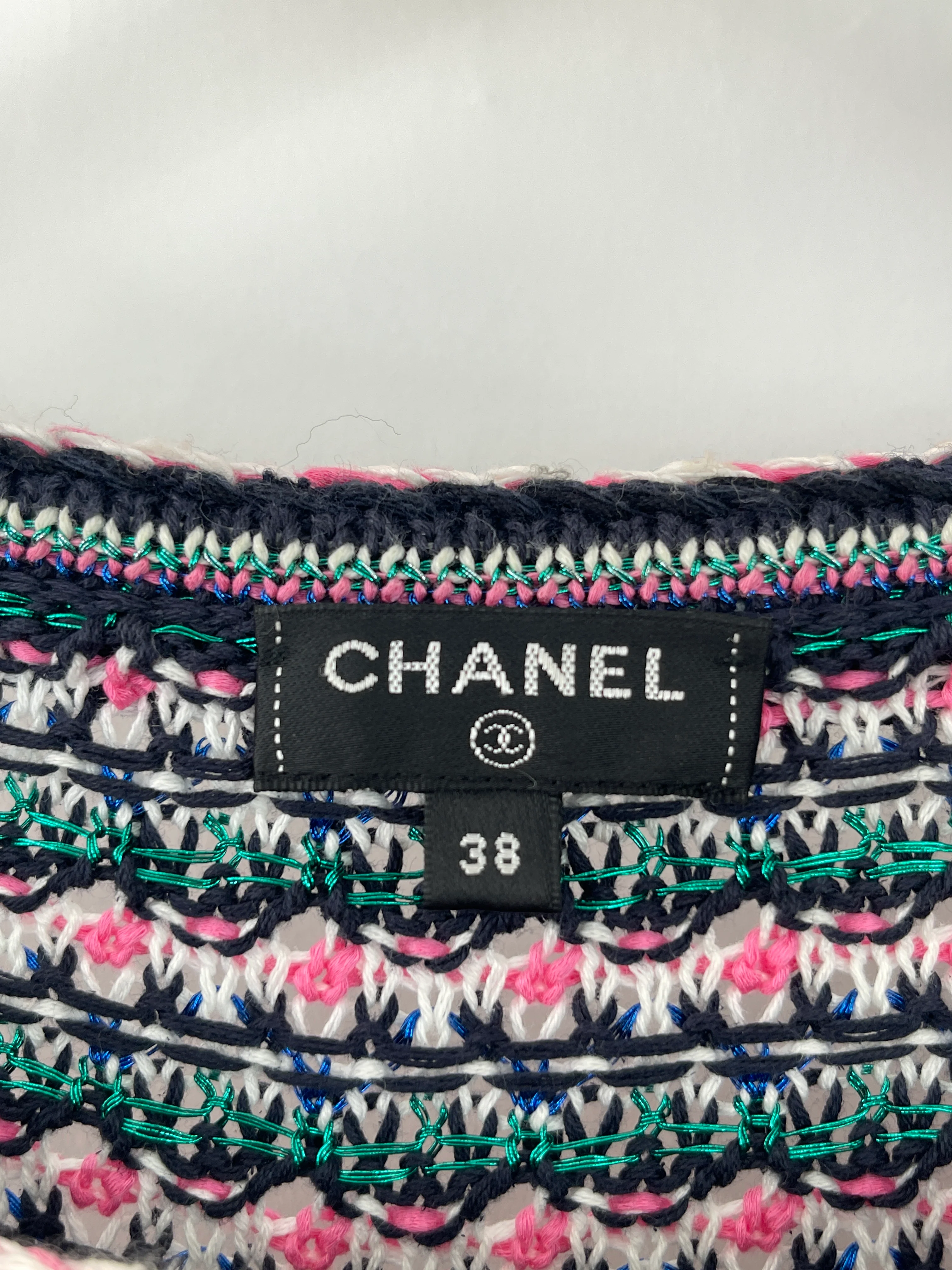 *FIRE PRICE* Chanel Pink, Black Metallic Green Mid-Sleeve Top FR 38 (UK 10) - Image 14