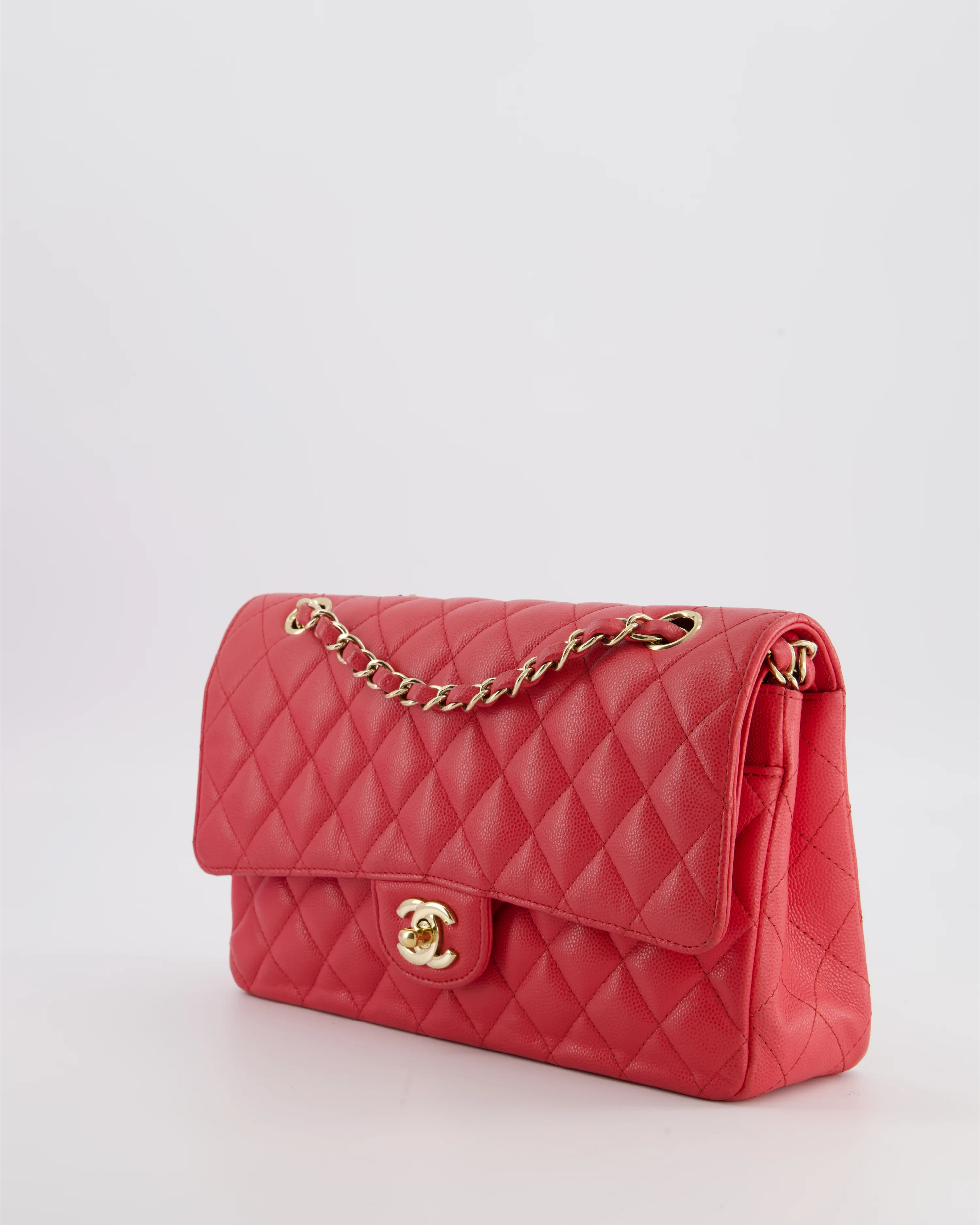 Chanel Pink Medium Classic Double Flap Bag in Caviar Leather with Champagne Gold Hardware - Image 14