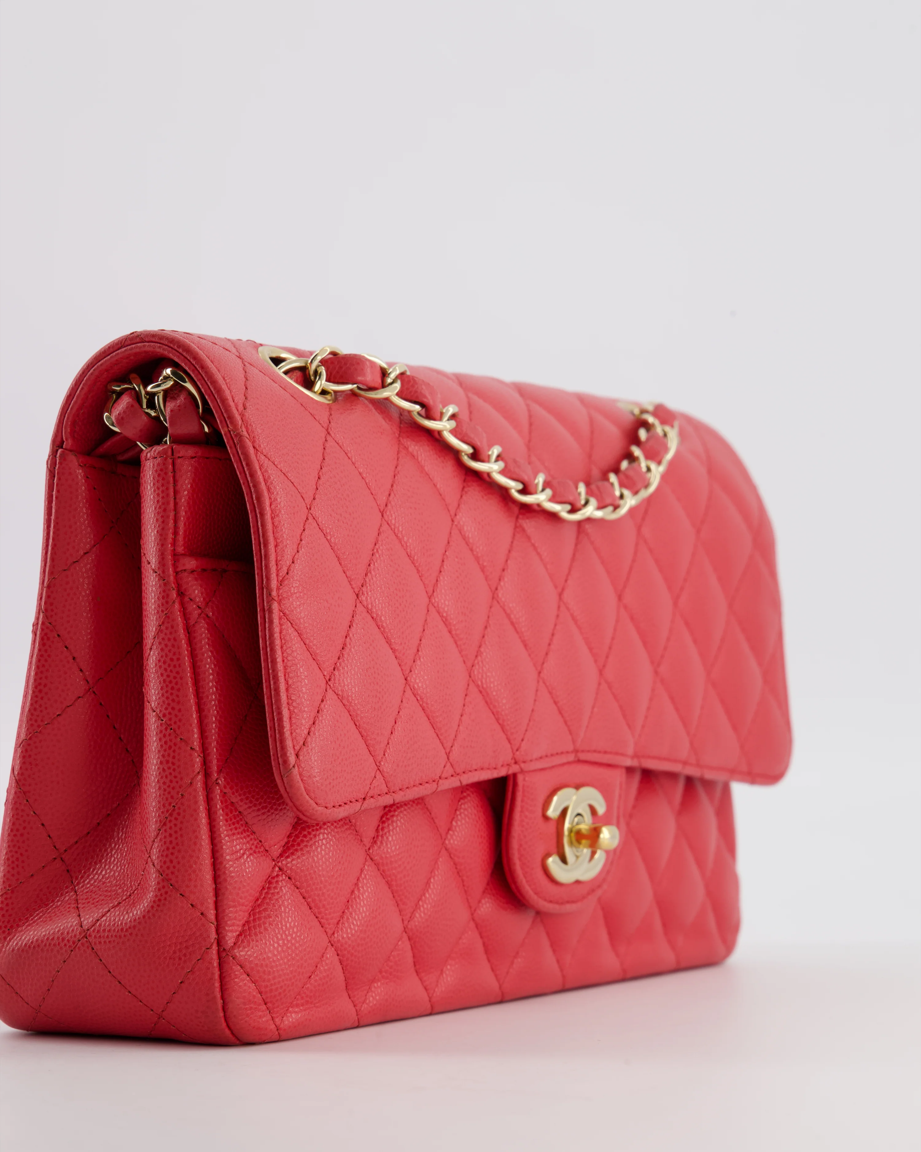 Chanel Pink Medium Classic Double Flap Bag in Caviar Leather with Champagne Gold Hardware - Image 15