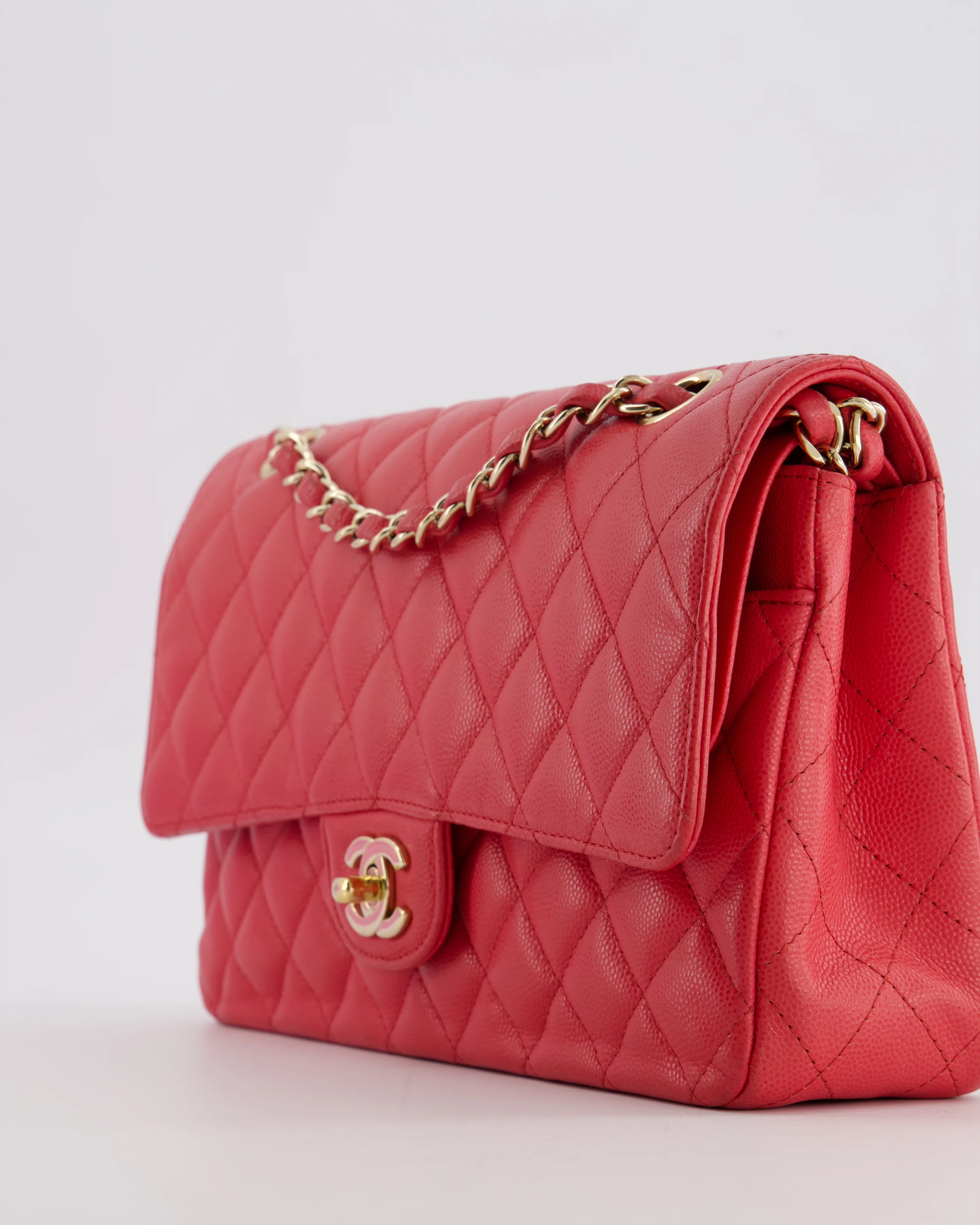 Chanel Pink Medium Classic Double Flap Bag in Caviar Leather with Champagne Gold Hardware - Image 16