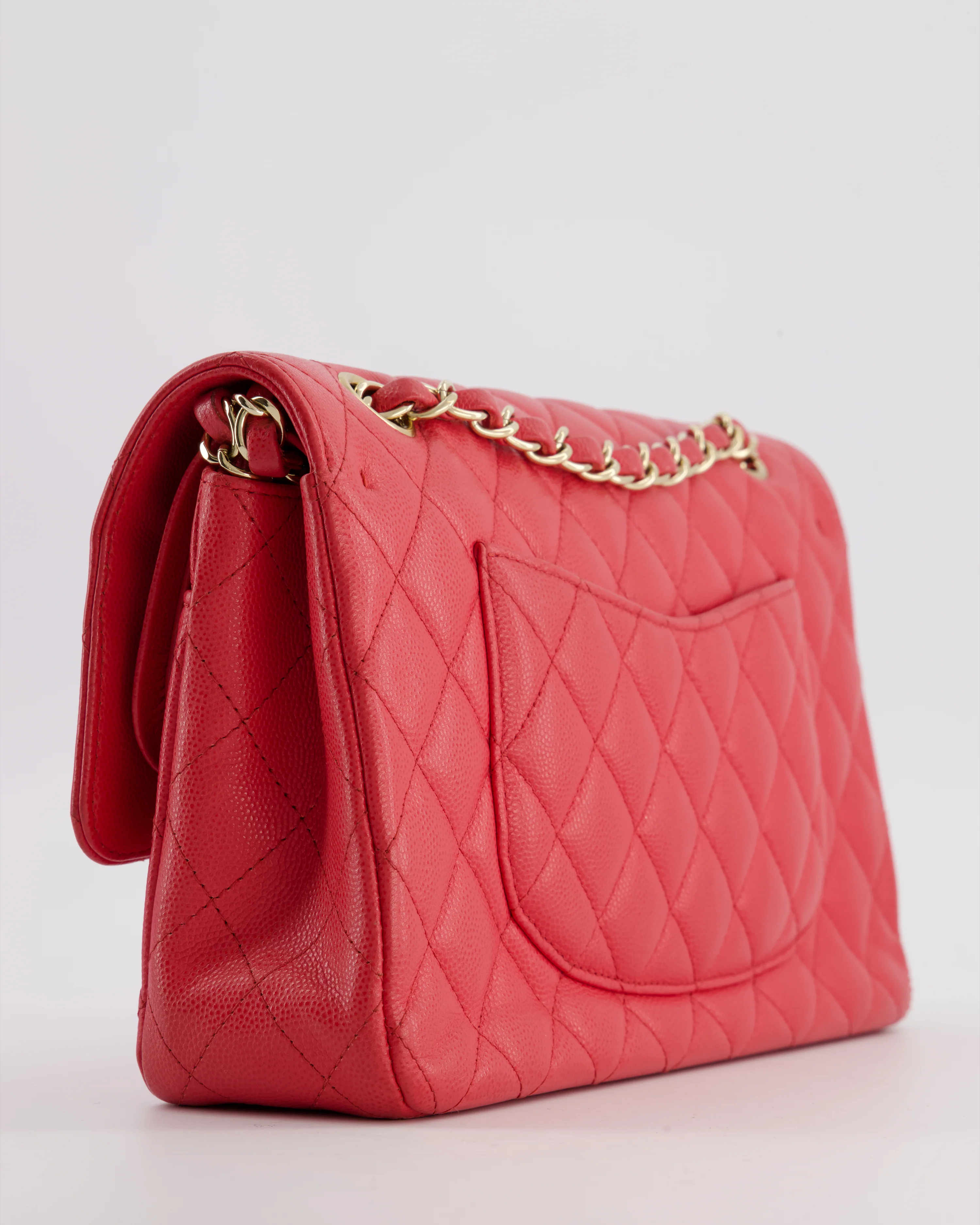 Chanel Pink Medium Classic Double Flap Bag in Caviar Leather with Champagne Gold Hardware - Image 18