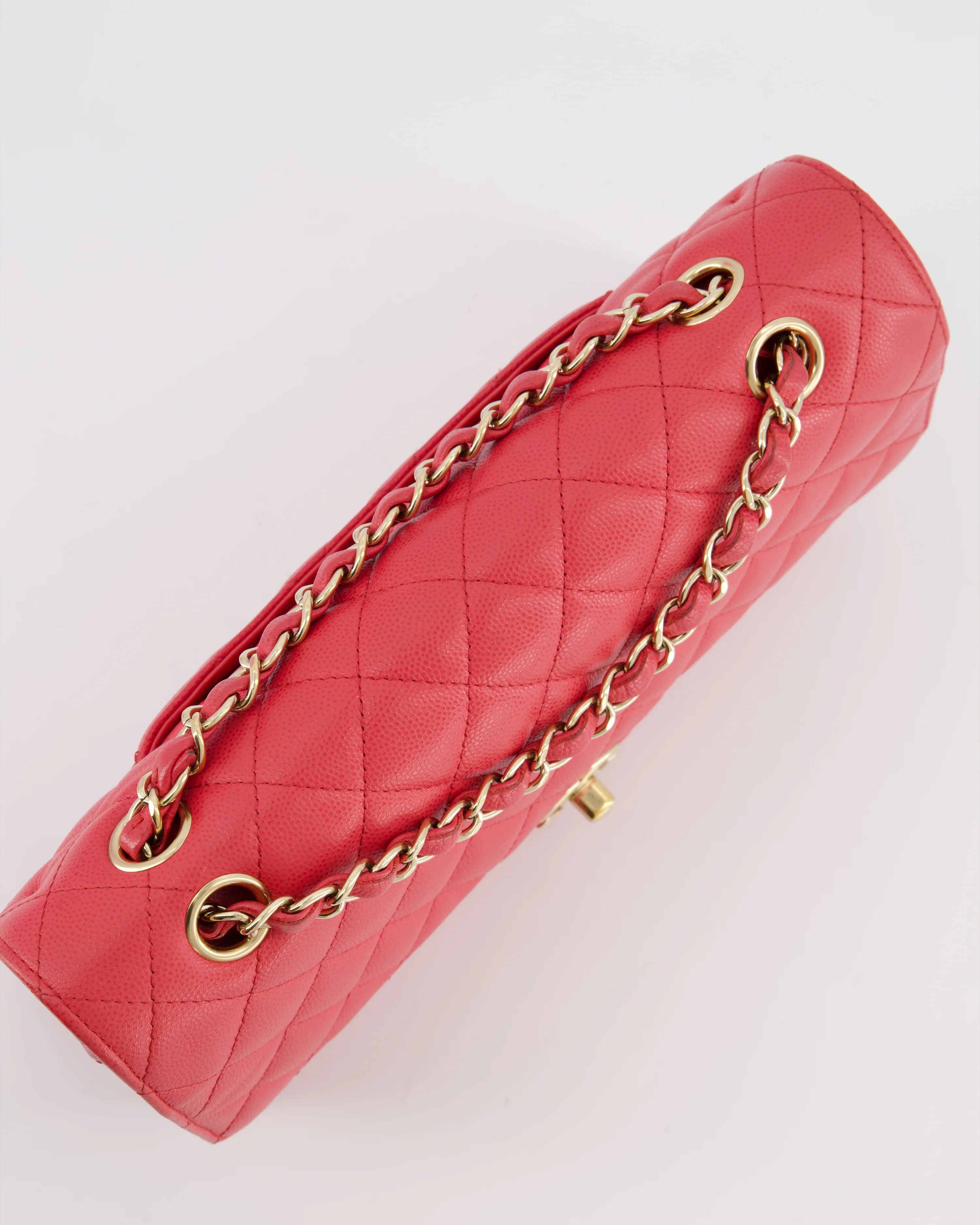 Chanel Pink Medium Classic Double Flap Bag in Caviar Leather with Champagne Gold Hardware - Image 20