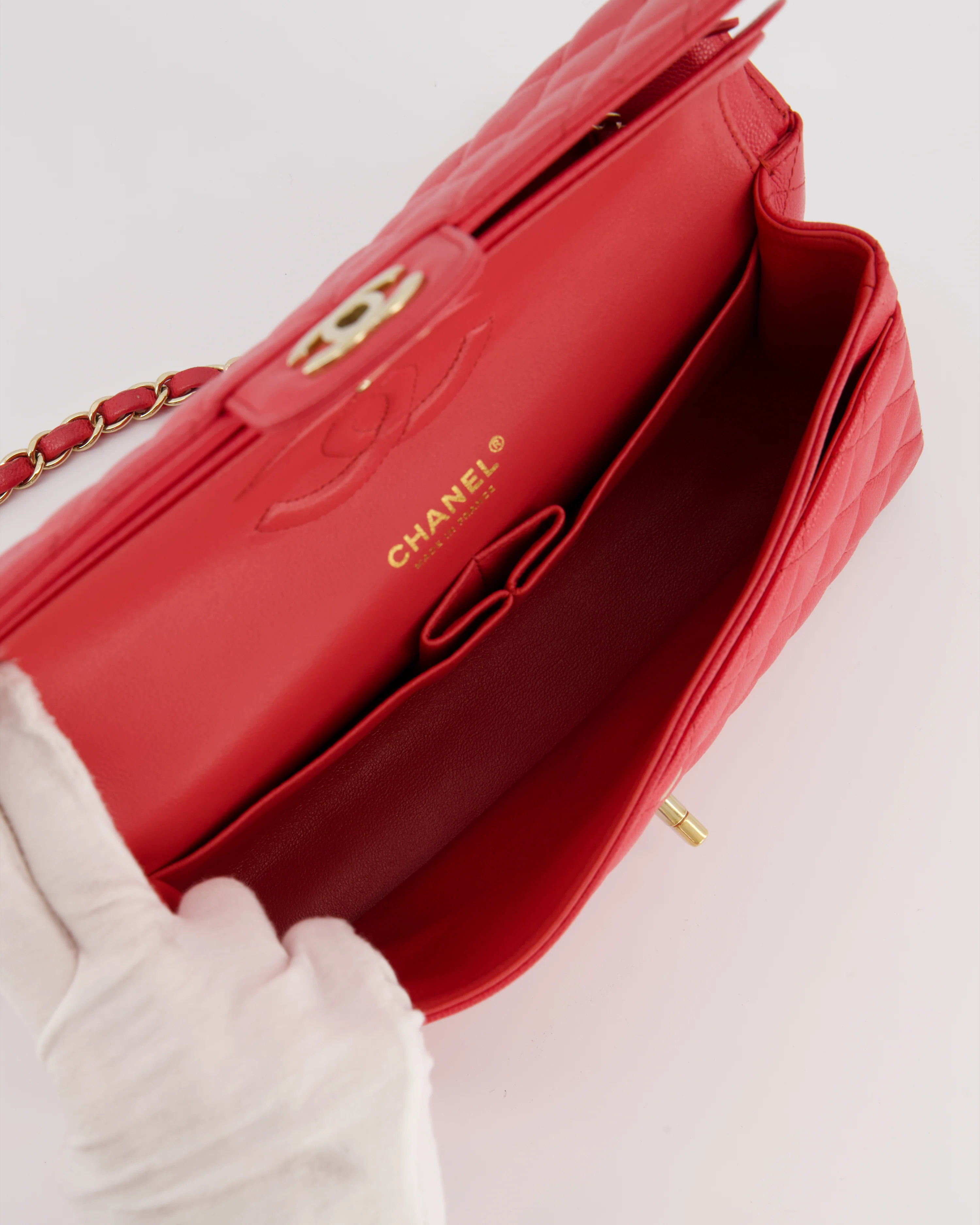 Chanel Pink Medium Classic Double Flap Bag in Caviar Leather with Champagne Gold Hardware - Image 24