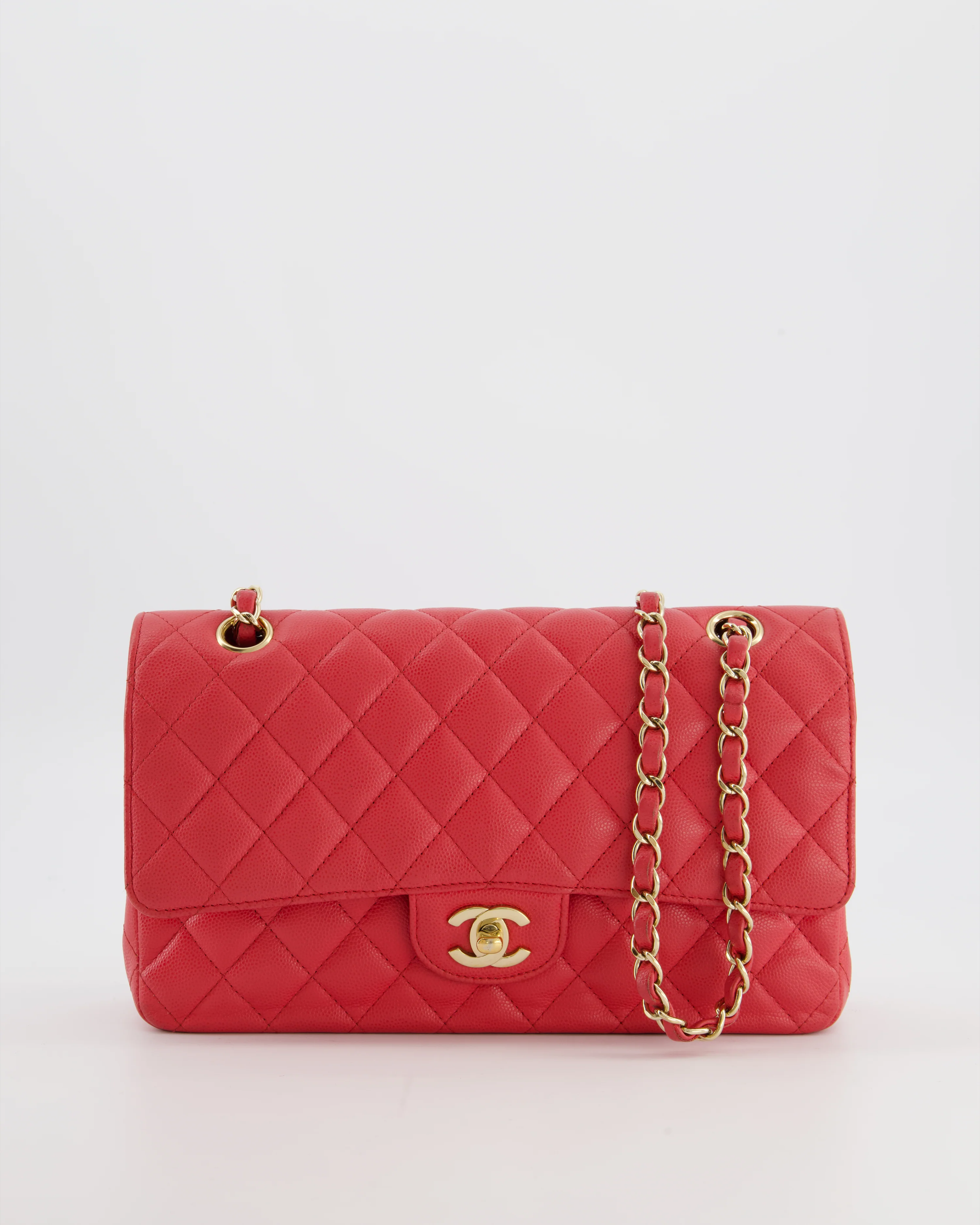 Chanel Pink Medium Classic Double Flap Bag in Caviar Leather with Champagne Gold Hardware - Image 3