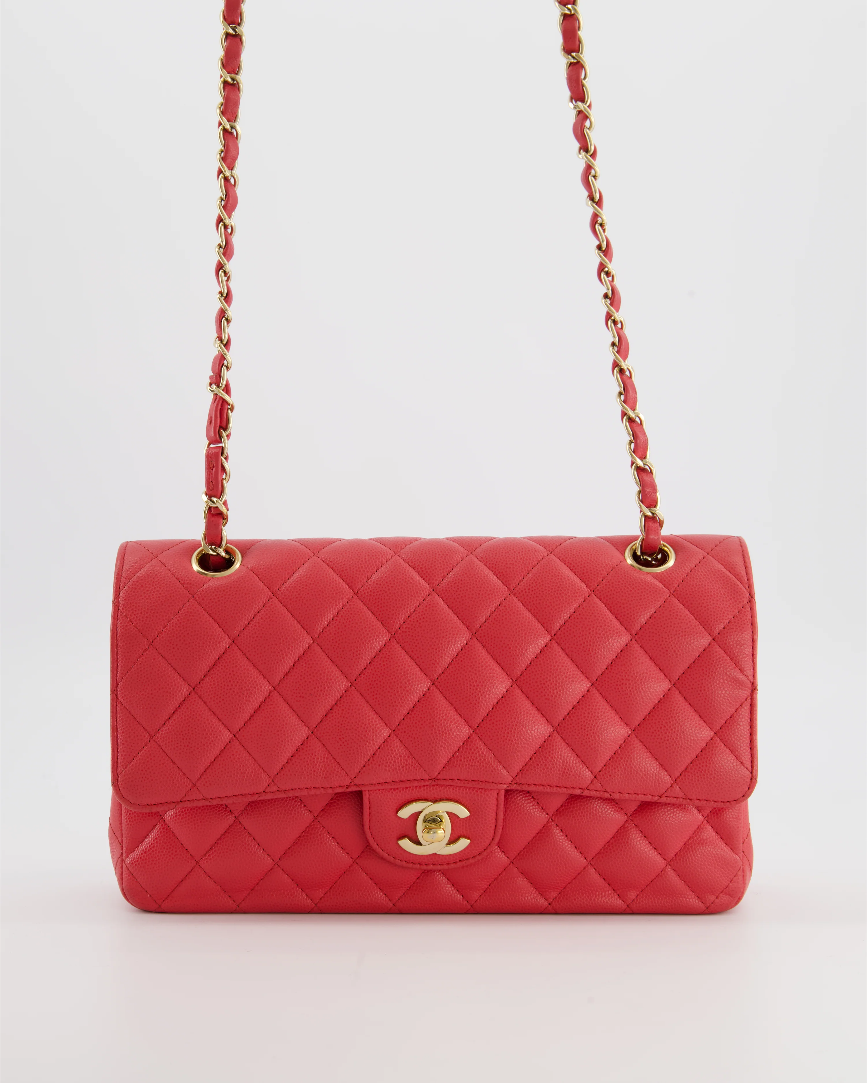 Chanel Pink Medium Classic Double Flap Bag in Caviar Leather with Champagne Gold Hardware - Image 4