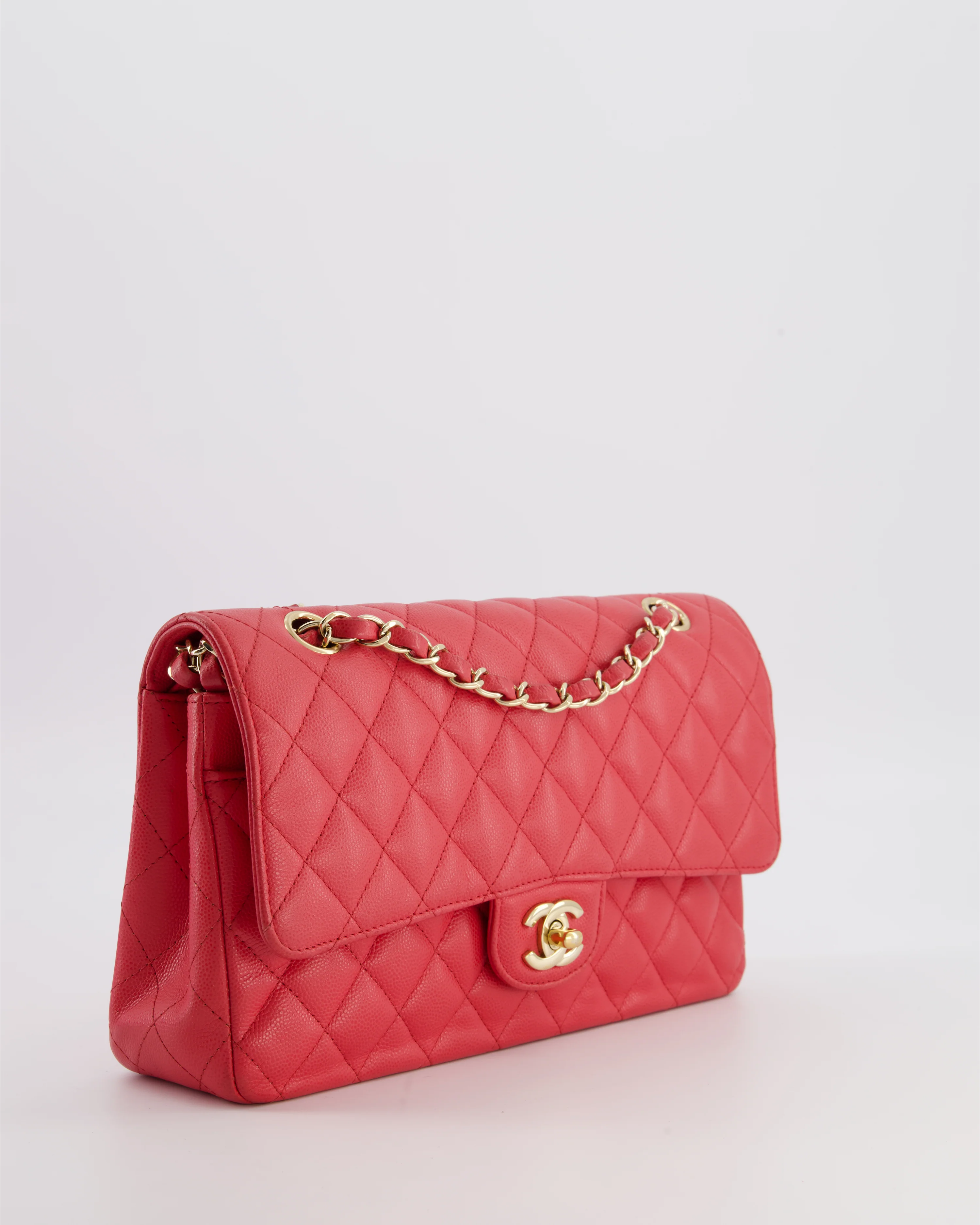 Chanel Pink Medium Classic Double Flap Bag in Caviar Leather with Champagne Gold Hardware - Image 8