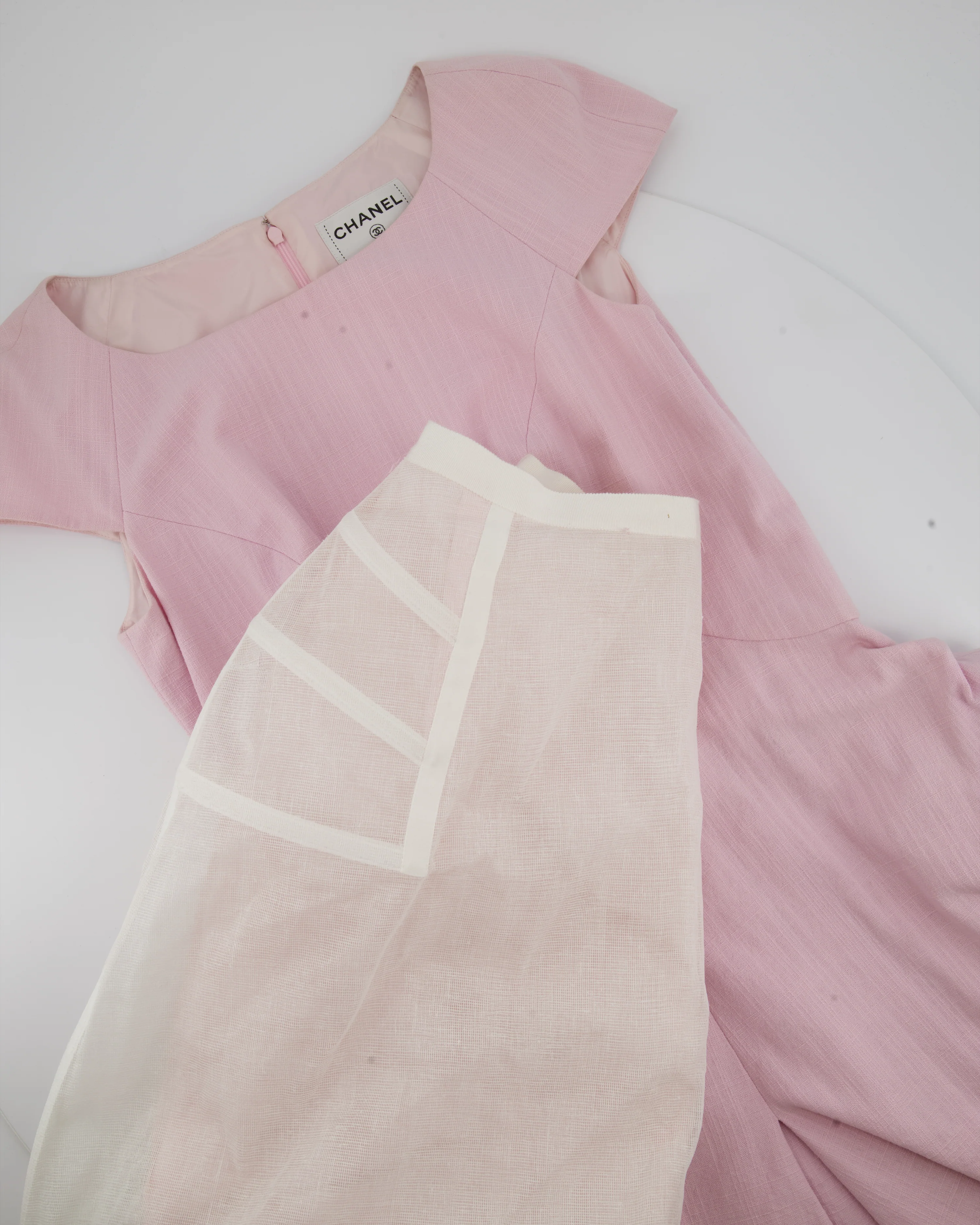 Chanel Pink Midi Sleeveless Dress with CC Detailing Size FR 40 (UK 12) - Image 10
