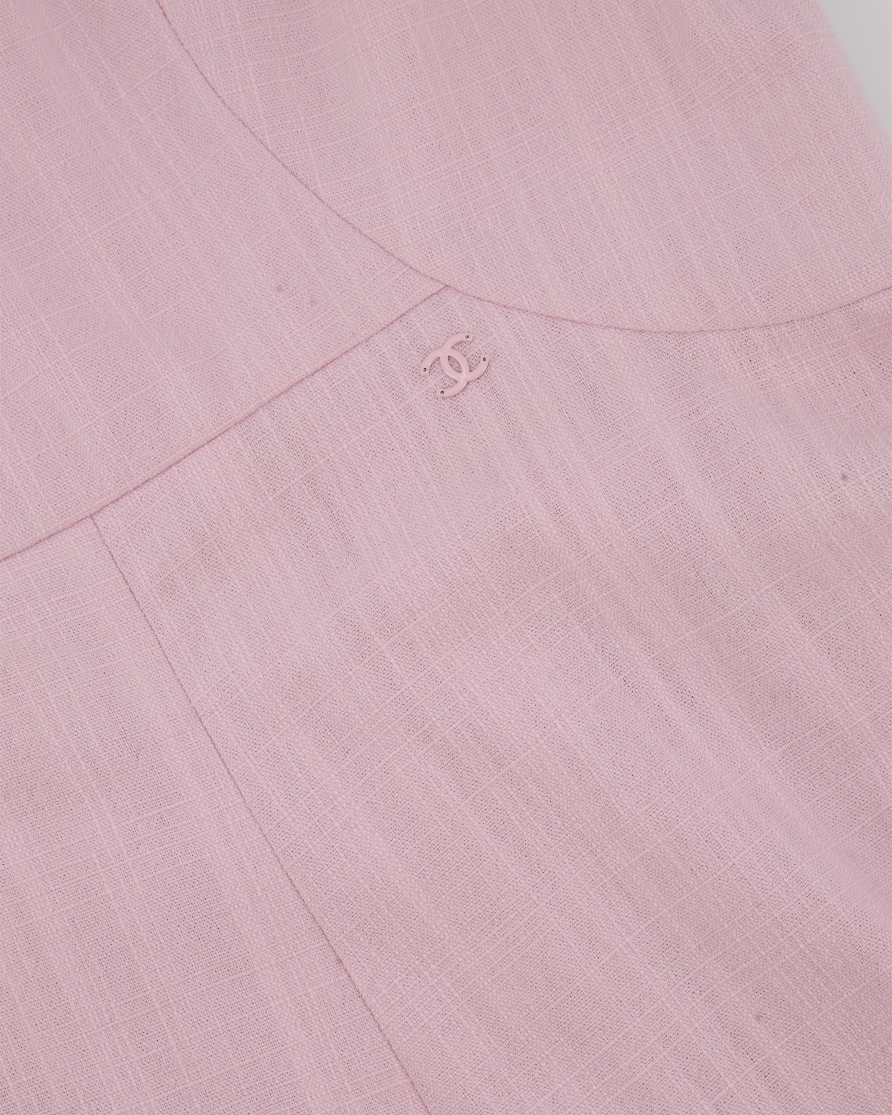 Chanel Pink Midi Sleeveless Dress with CC Detailing Size FR 40 (UK 12) - Image 13