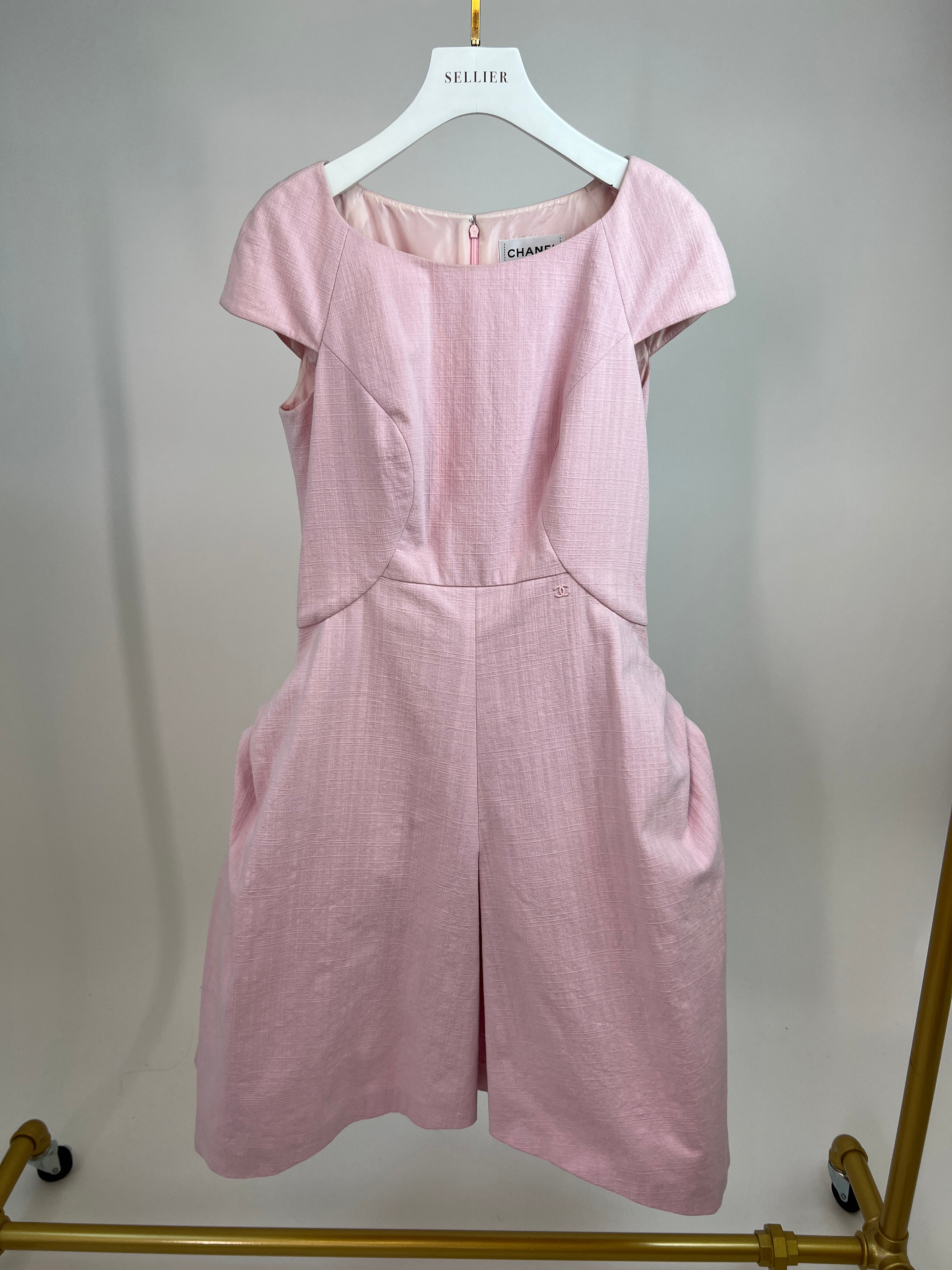 Chanel Pink Midi Sleeveless Dress with CC Detailing Size FR 40 (UK 12) - Image 14