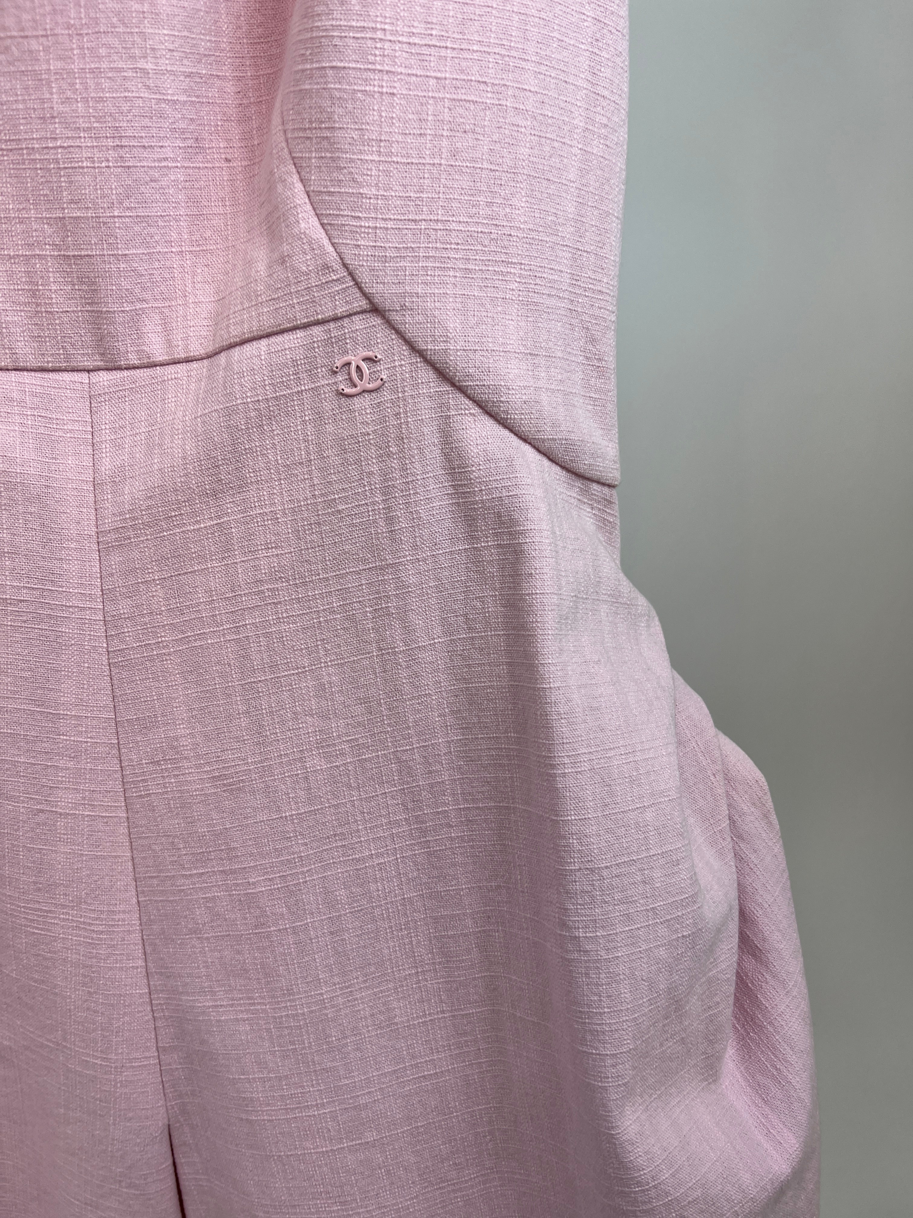 Chanel Pink Midi Sleeveless Dress with CC Detailing Size FR 40 (UK 12) - Image 16