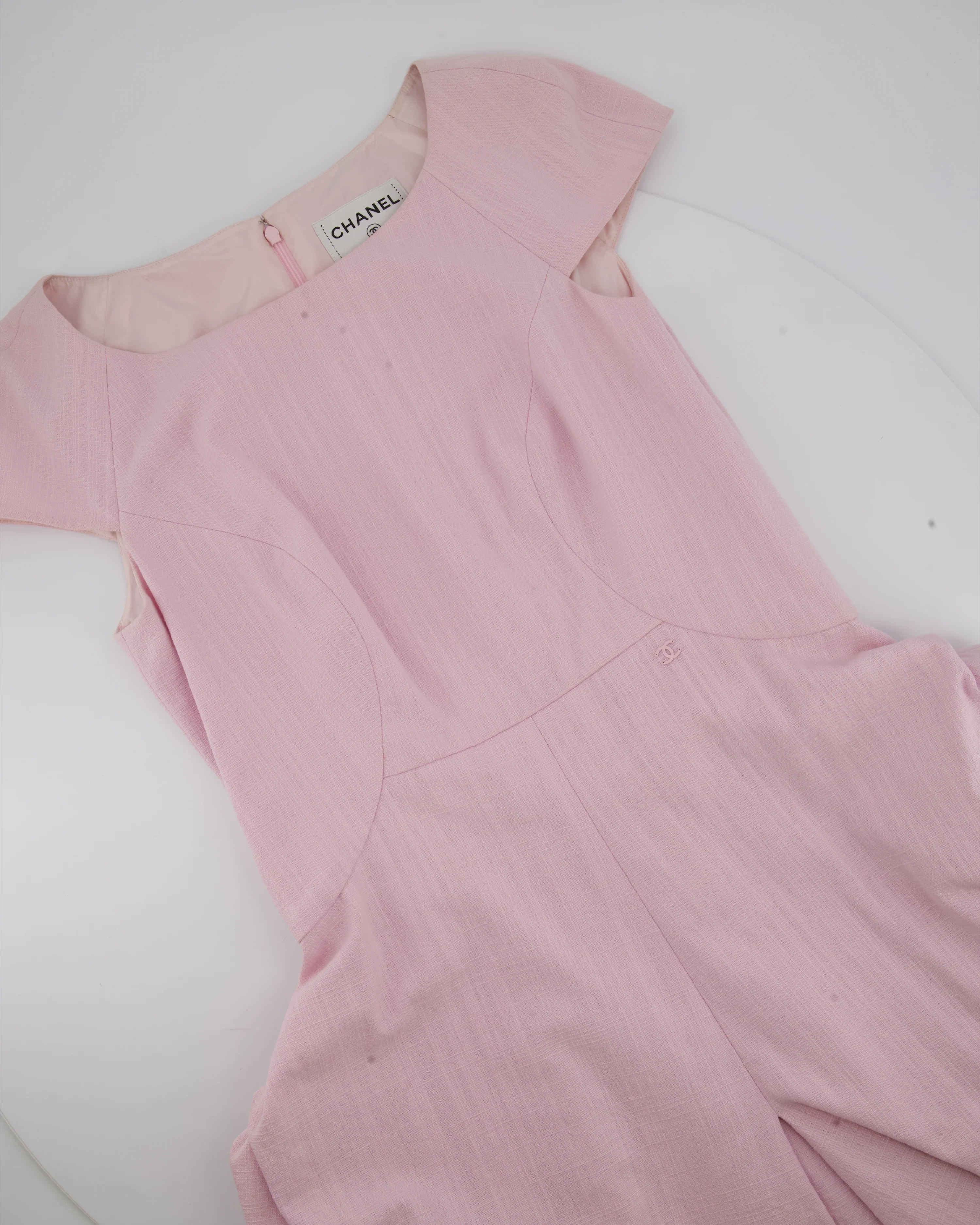 Chanel Pink Midi Sleeveless Dress with CC Detailing Size FR 40 (UK 12) - Image 8