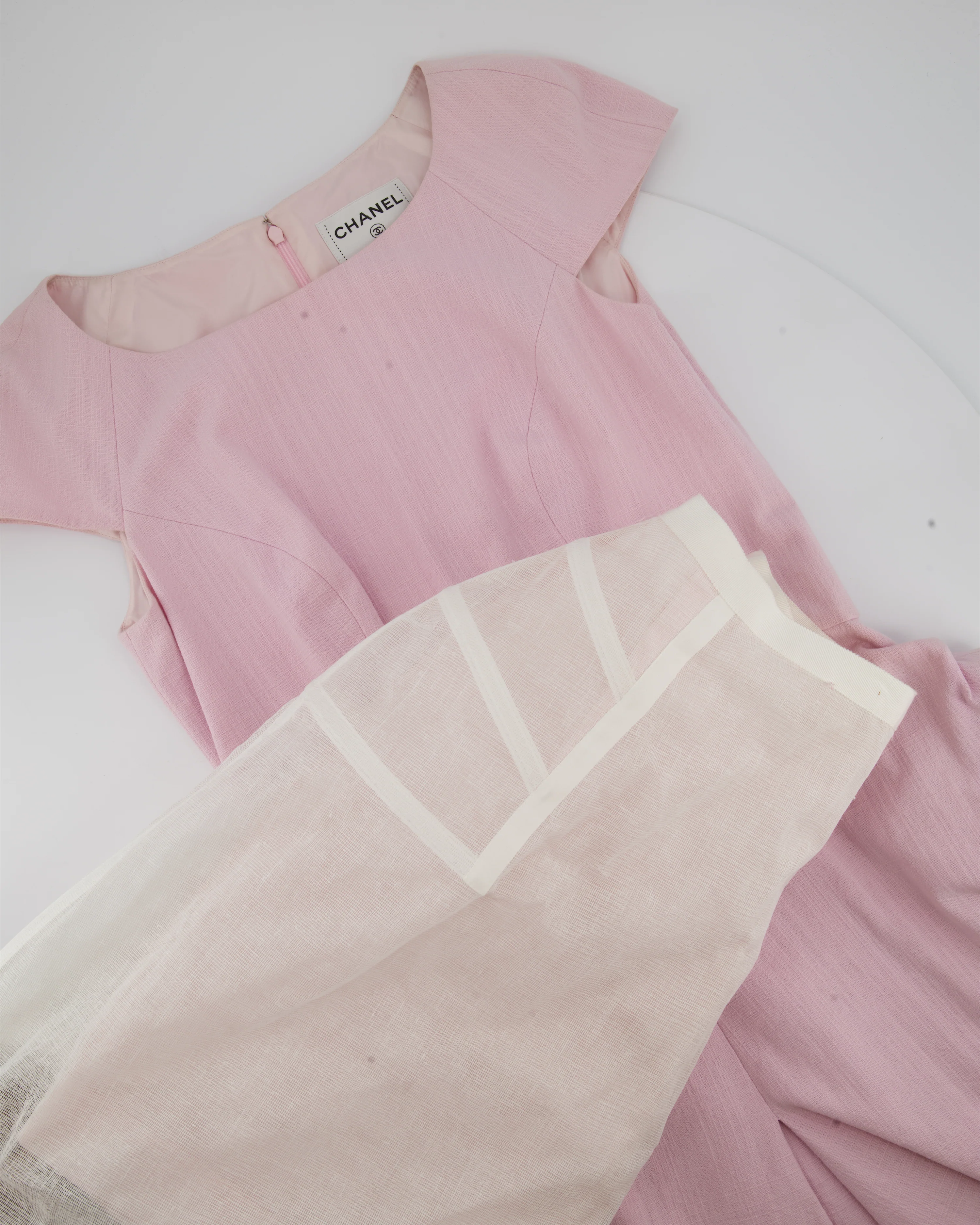Chanel Pink Midi Sleeveless Dress with CC Detailing Size FR 40 (UK 12) - Image 9
