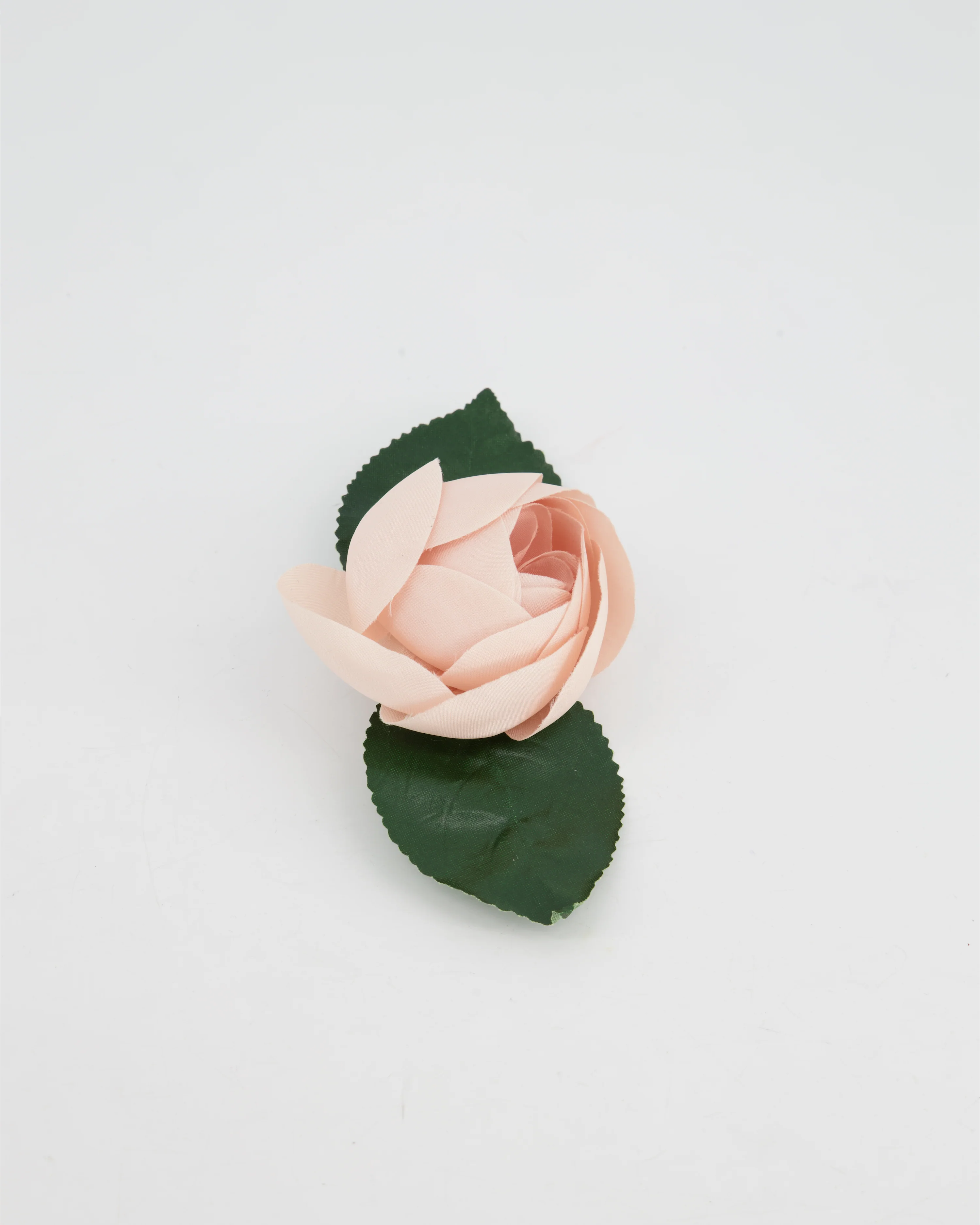 Chanel Pink Silk Rose Brooch with Leaf Details - Image 3