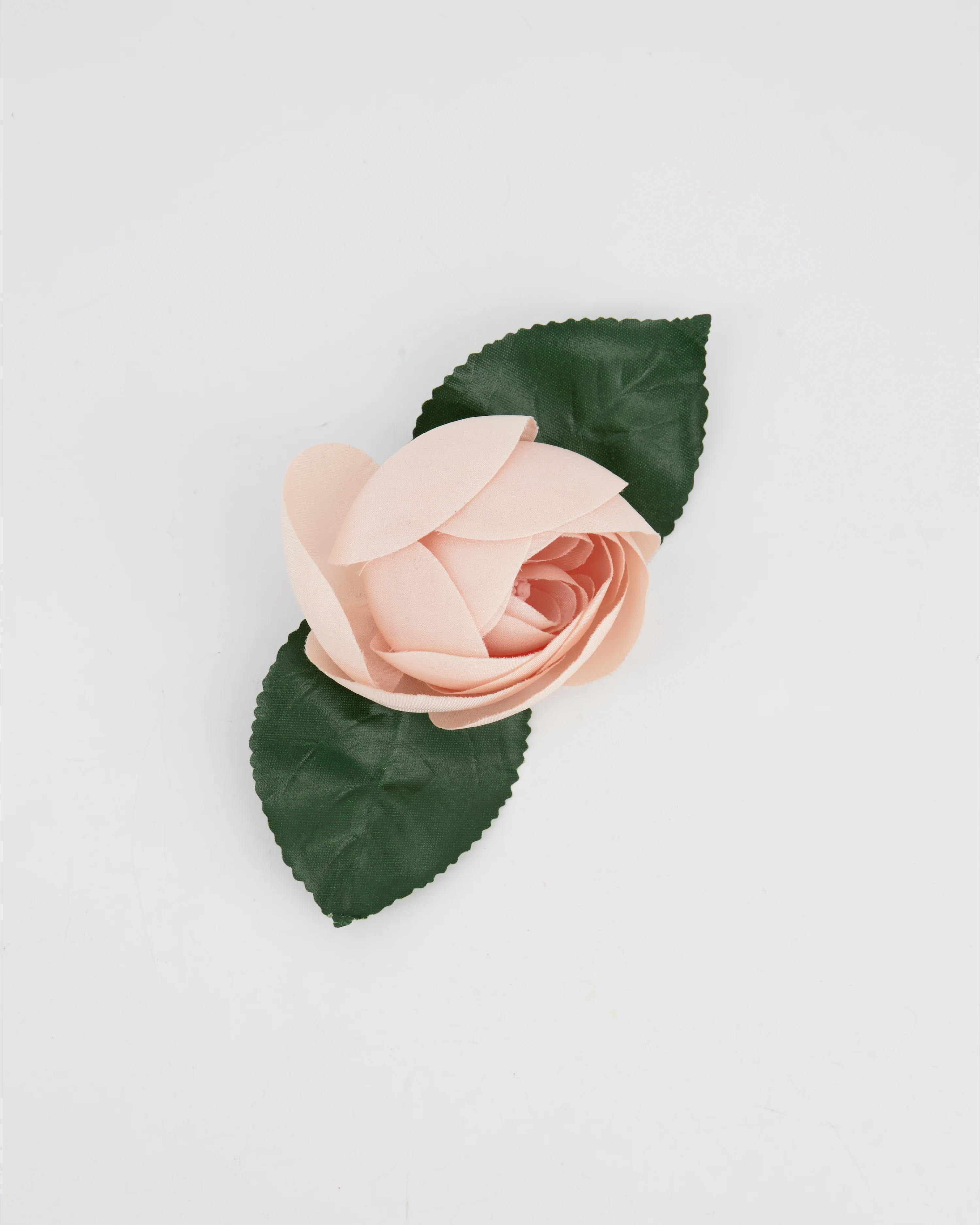 Chanel Pink Silk Rose Brooch with Leaf Details - Image 4