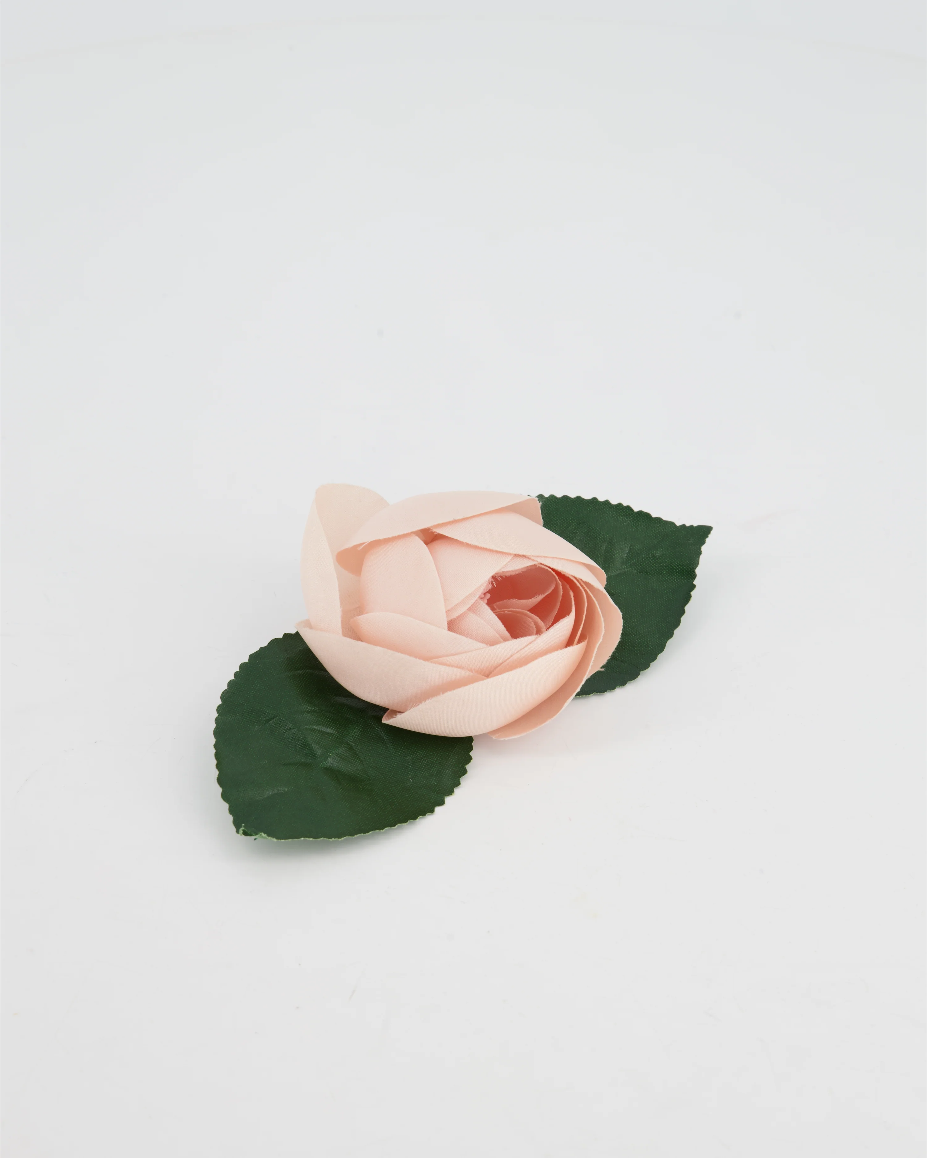 Chanel Pink Silk Rose Brooch with Leaf Details - Image 5