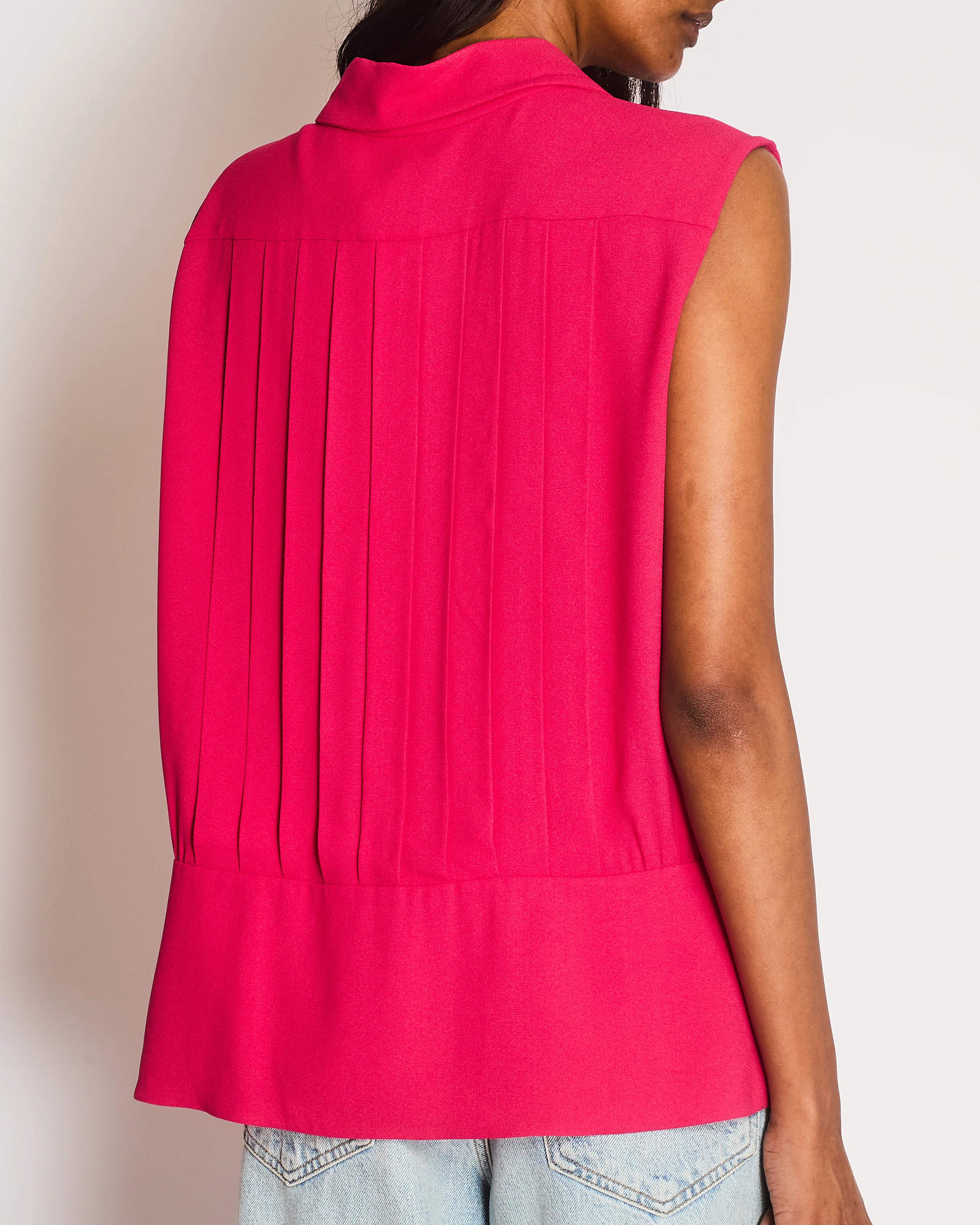 Chanel Pink Sleeveless Pleated Blouse Top Size IT 46 (UK 14-16) - Image 4