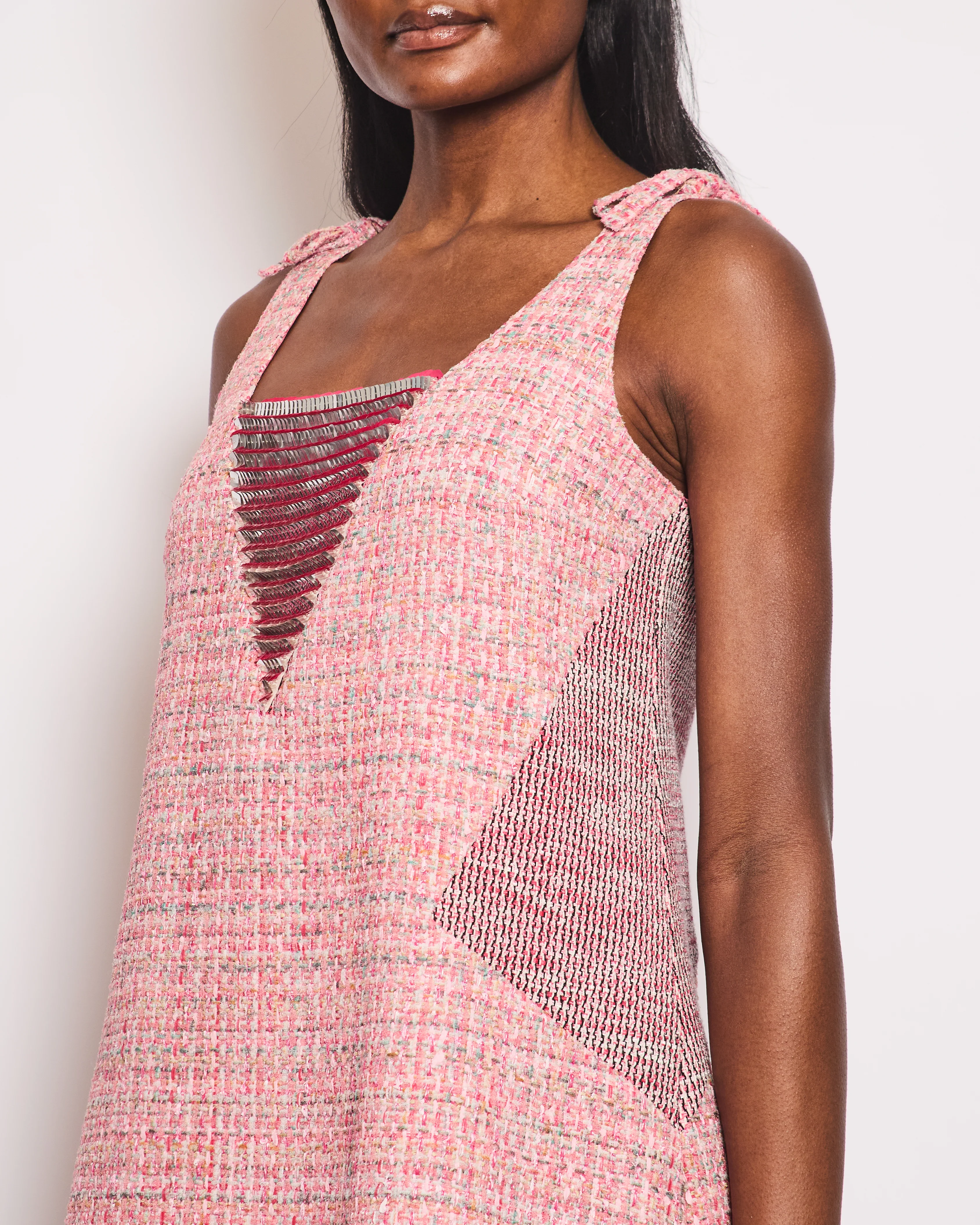 Chanel Pink Sleeveless Tweed Mini Dress with Sequin Embellishments Detail FR 38 (UK 10) - Image 3