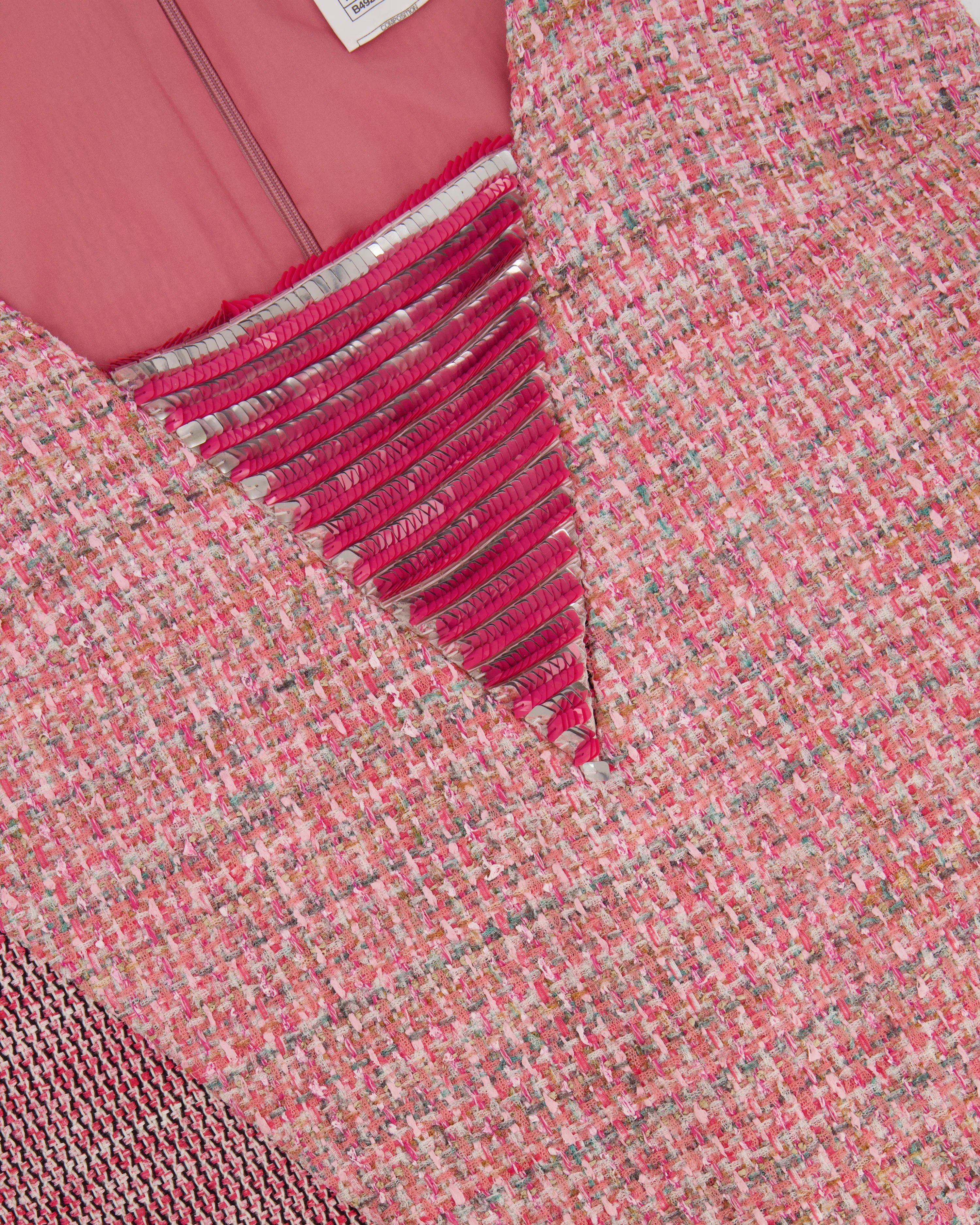 Chanel Pink Sleeveless Tweed Mini Dress with Sequin Embellishments Detail FR 38 (UK 10) - Image 9
