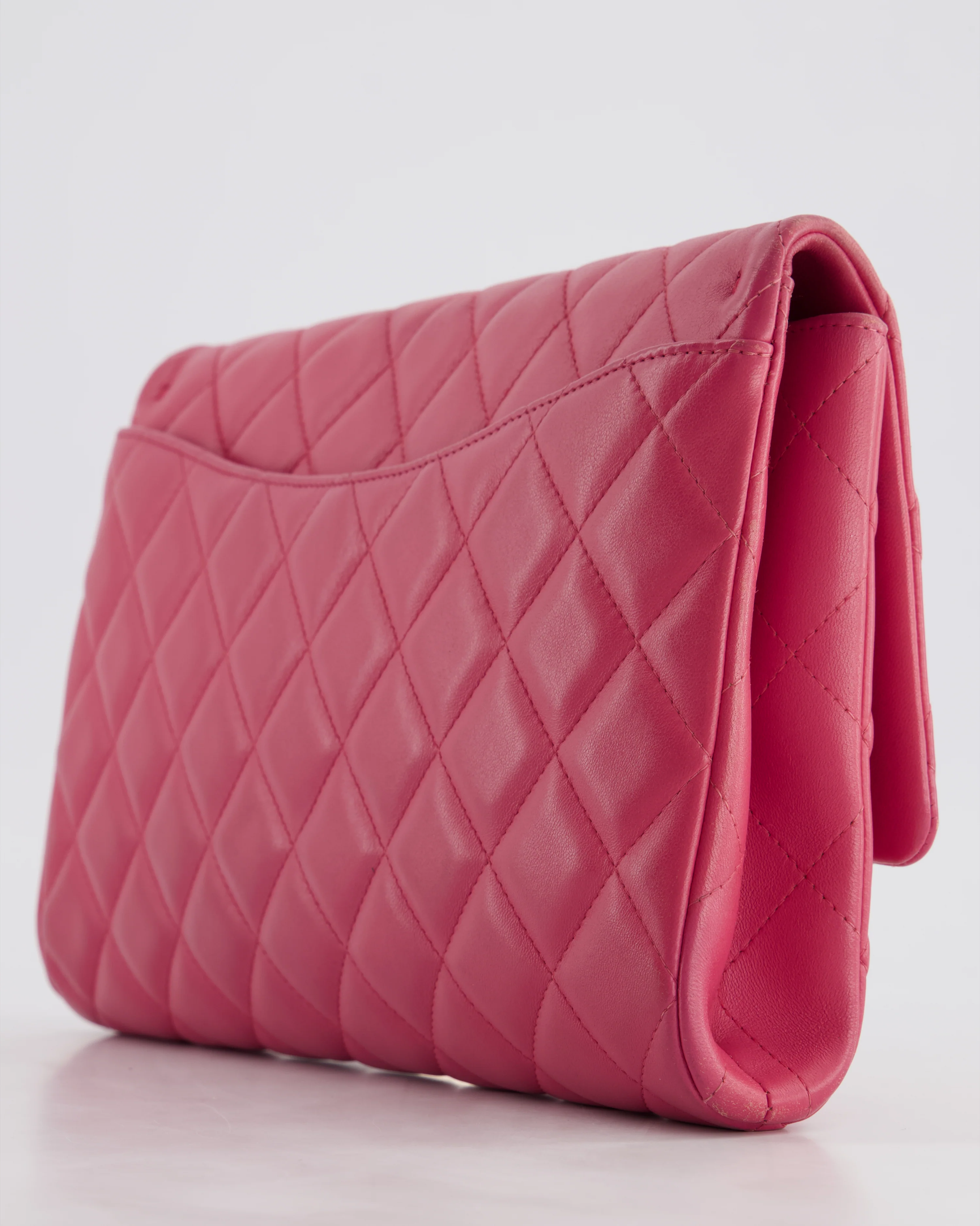 Chanel Pink Timeless Clutch on Chain in Lambskin Leather with Brushed Gold Hardware - Image 13