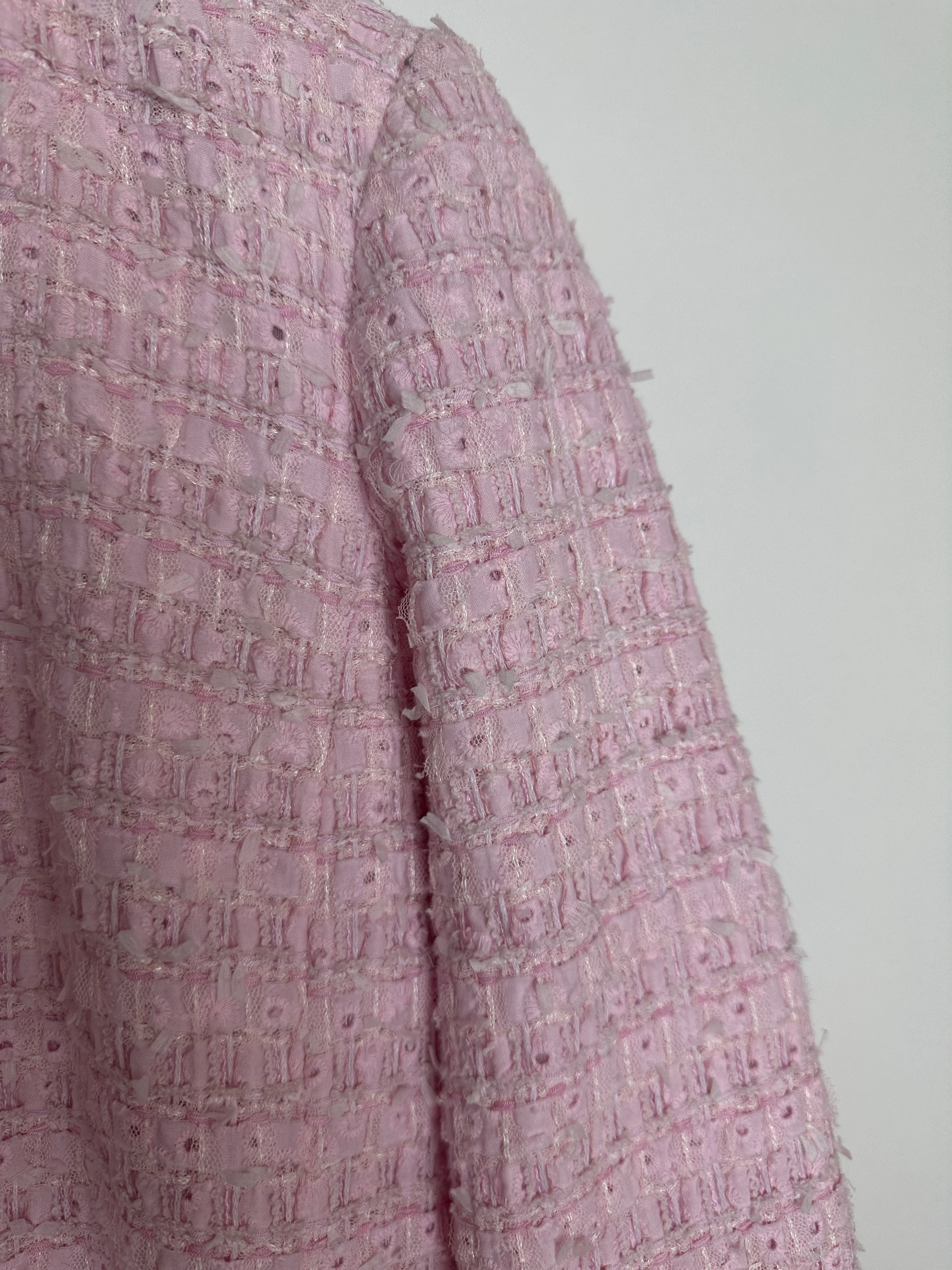 *HOT* Chanel 24S Pink Tweed Long Sleeve A-Line Asymmetric Mini Dress with Silver and Pink Logo Button Details Detail FR 34 (UK 6) RRP £11,650 - Image 12