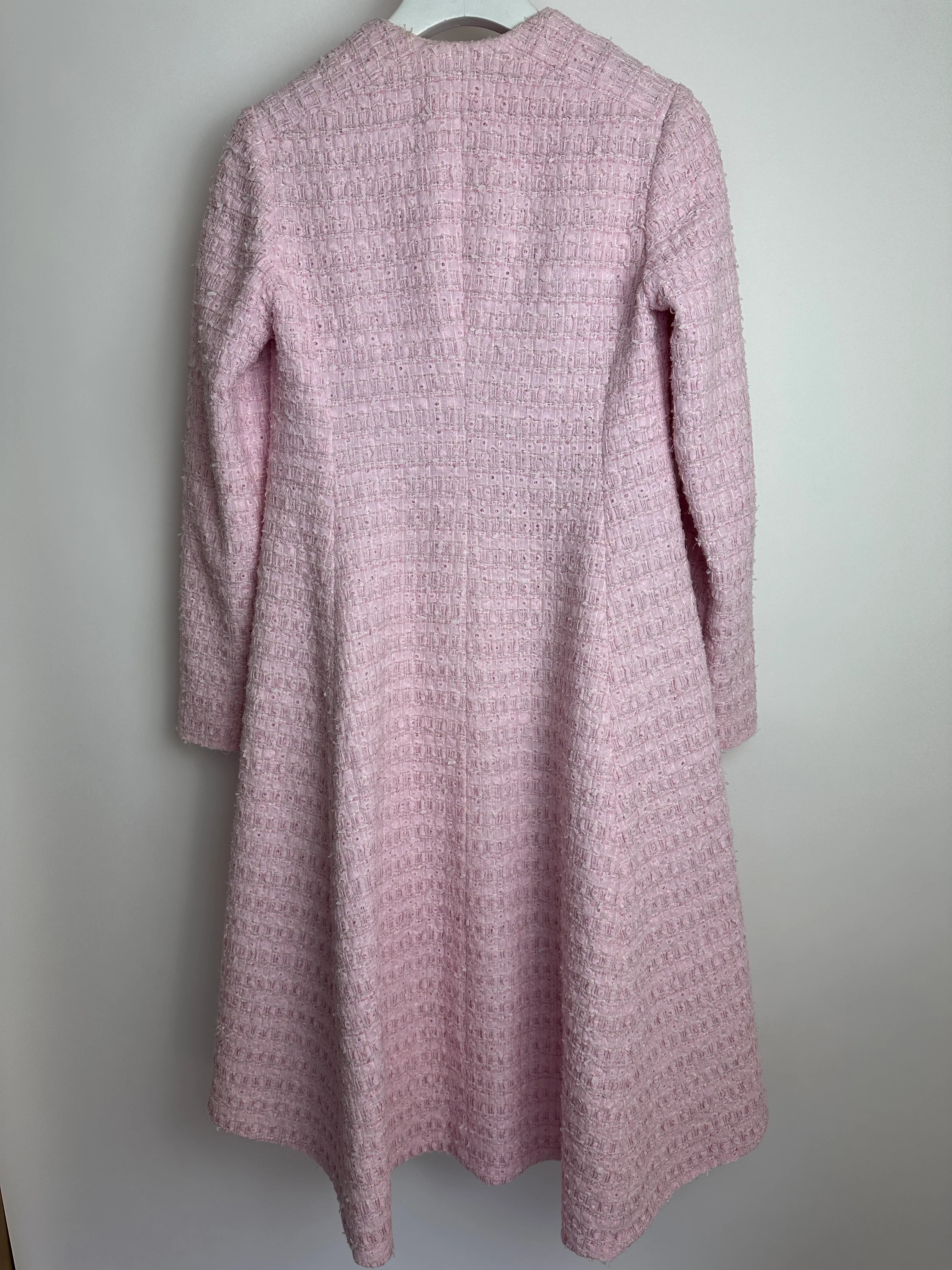 *HOT* Chanel 24S Pink Tweed Long Sleeve A-Line Asymmetric Mini Dress with Silver and Pink Logo Button Details Detail FR 34 (UK 6) RRP £11,650 - Image 13