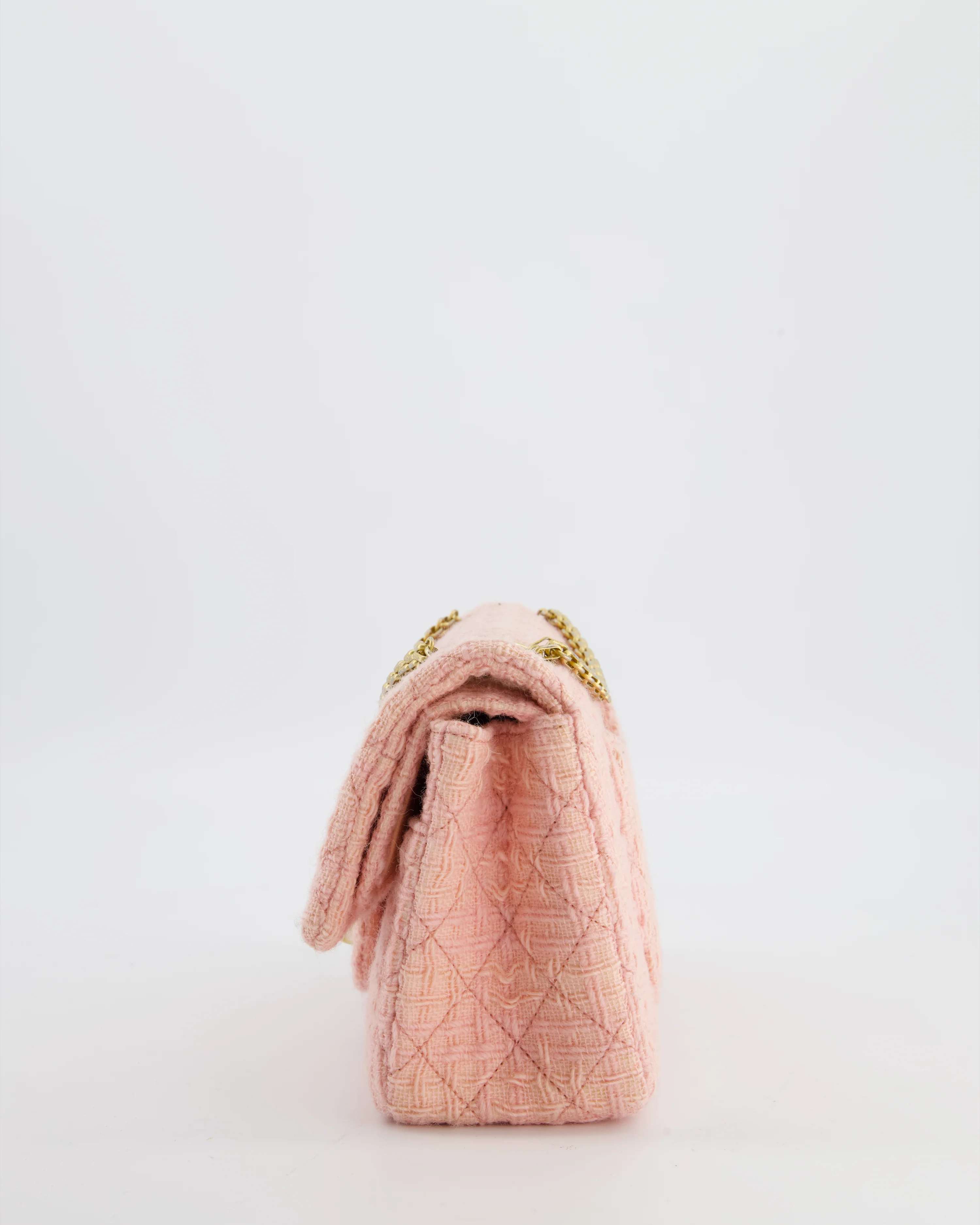 Chanel Pink Tweed Small Reissue 2.55 Double Flap Bag with Gold Hardware - Image 10