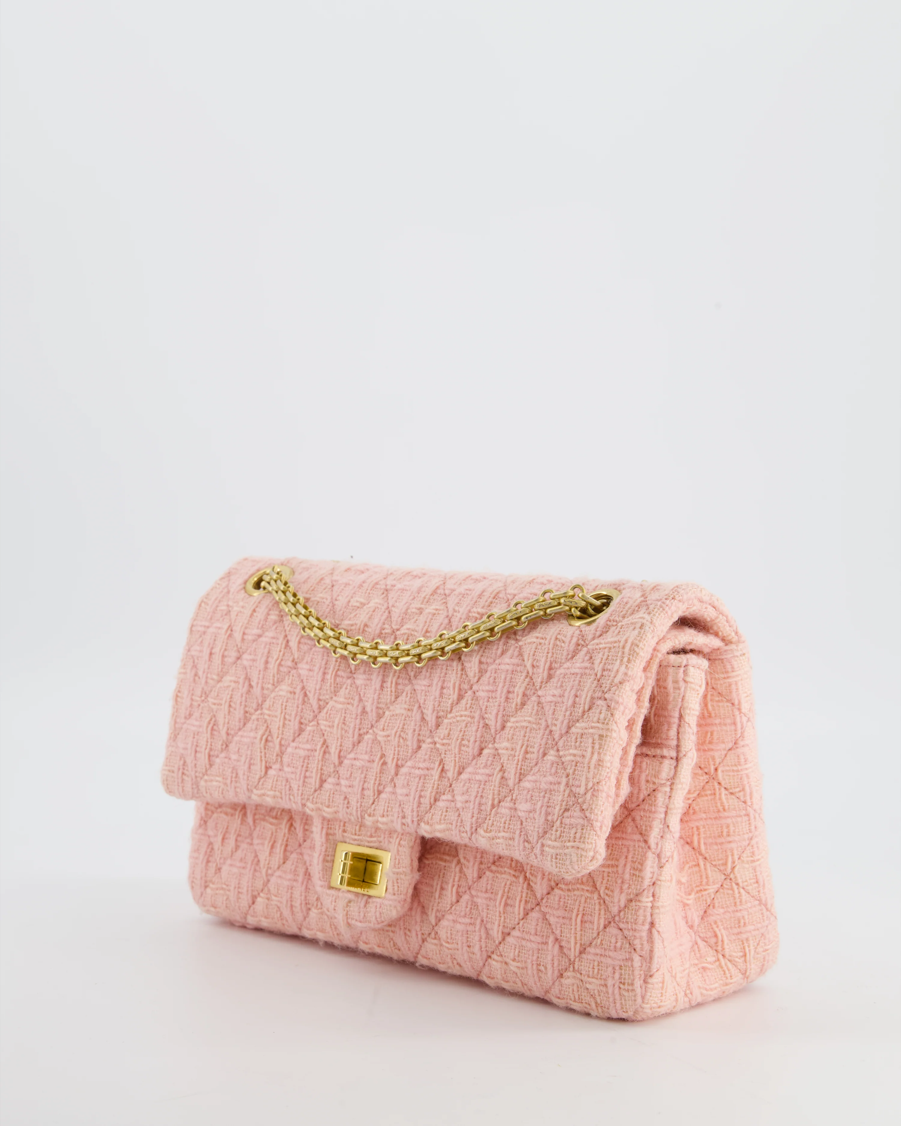 Chanel Pink Tweed Small Reissue 2.55 Double Flap Bag with Gold Hardware - Image 11