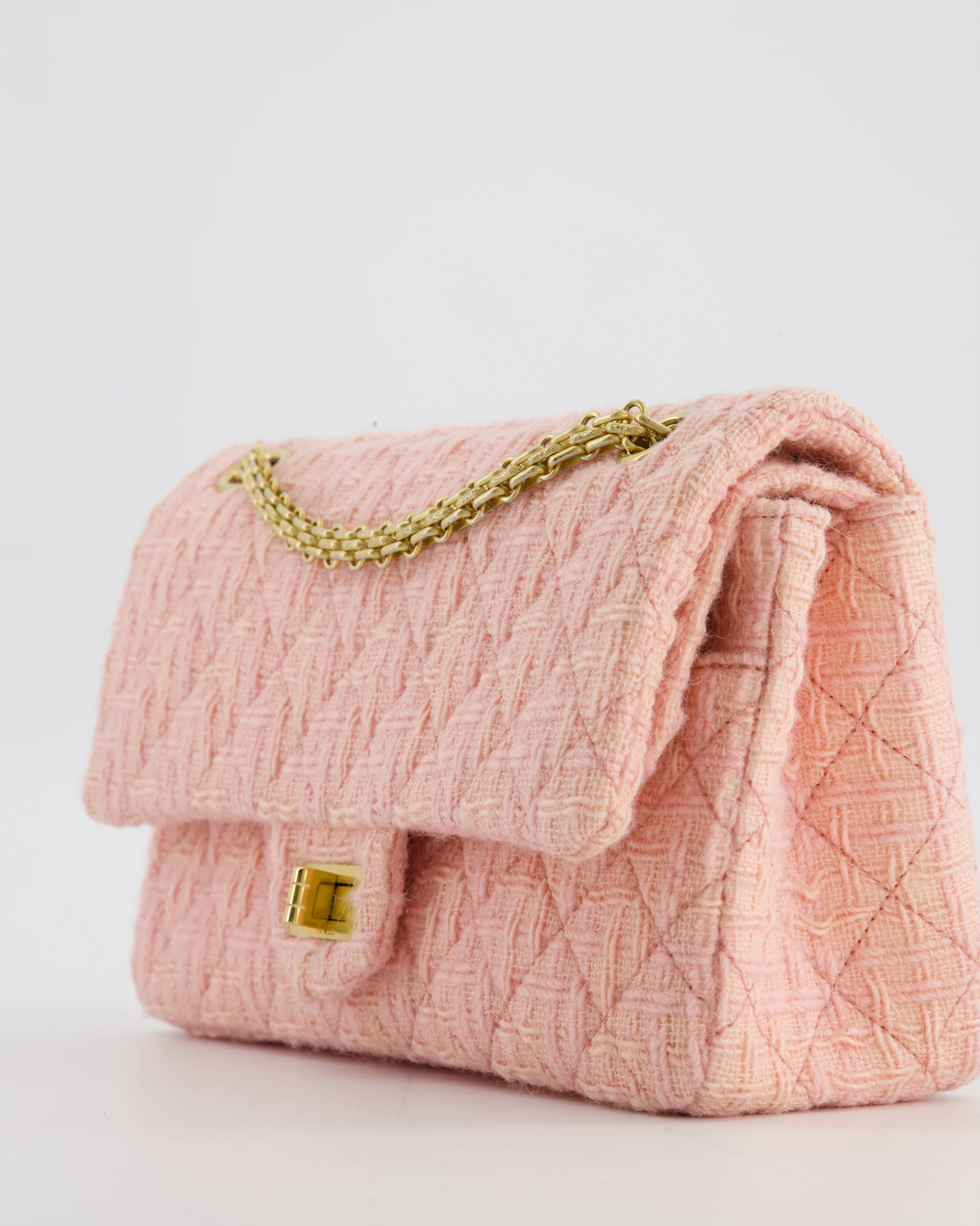 Chanel Pink Tweed Small Reissue 2.55 Double Flap Bag with Gold Hardware - Image 13