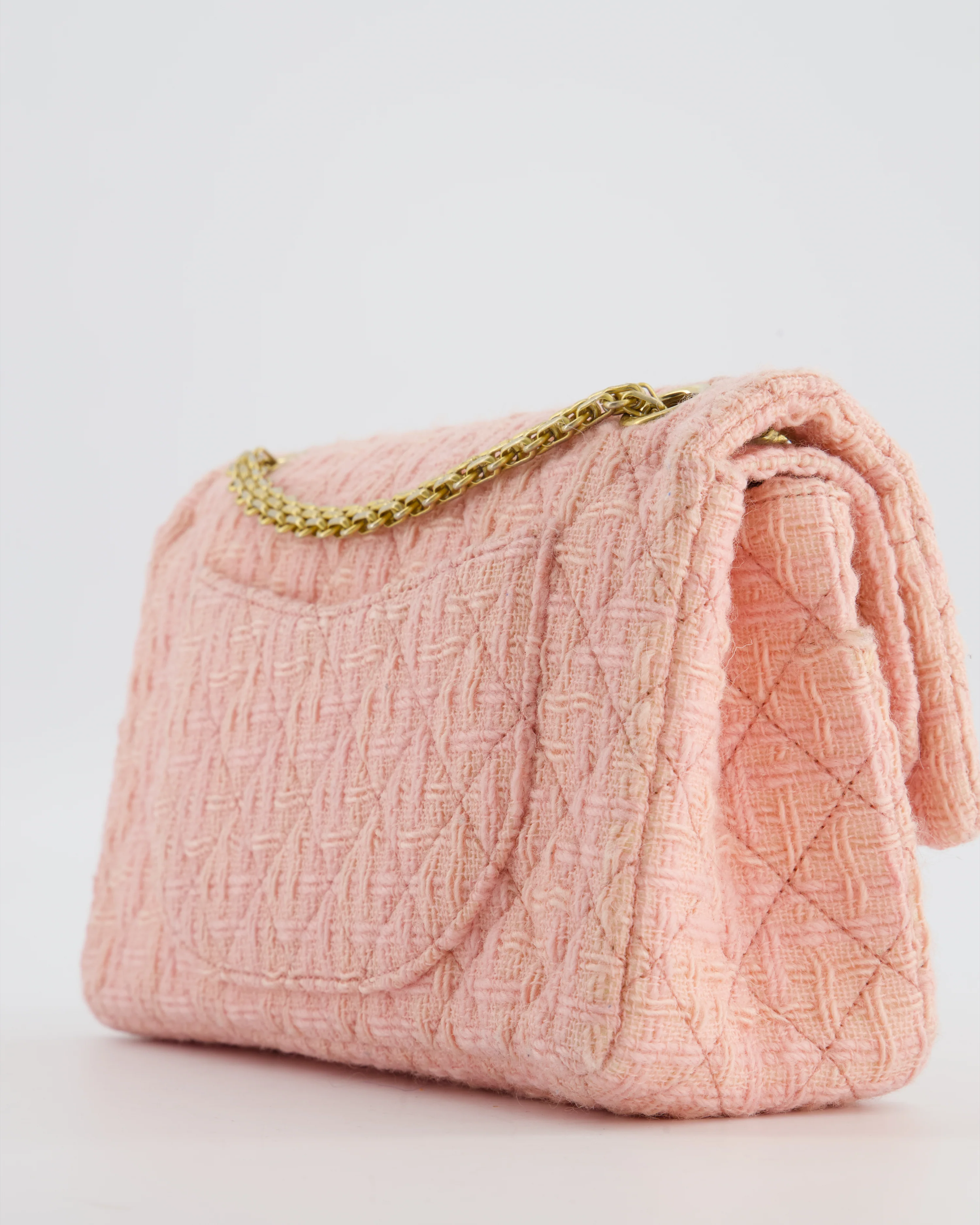 Chanel Pink Tweed Small Reissue 2.55 Double Flap Bag with Gold Hardware - Image 14