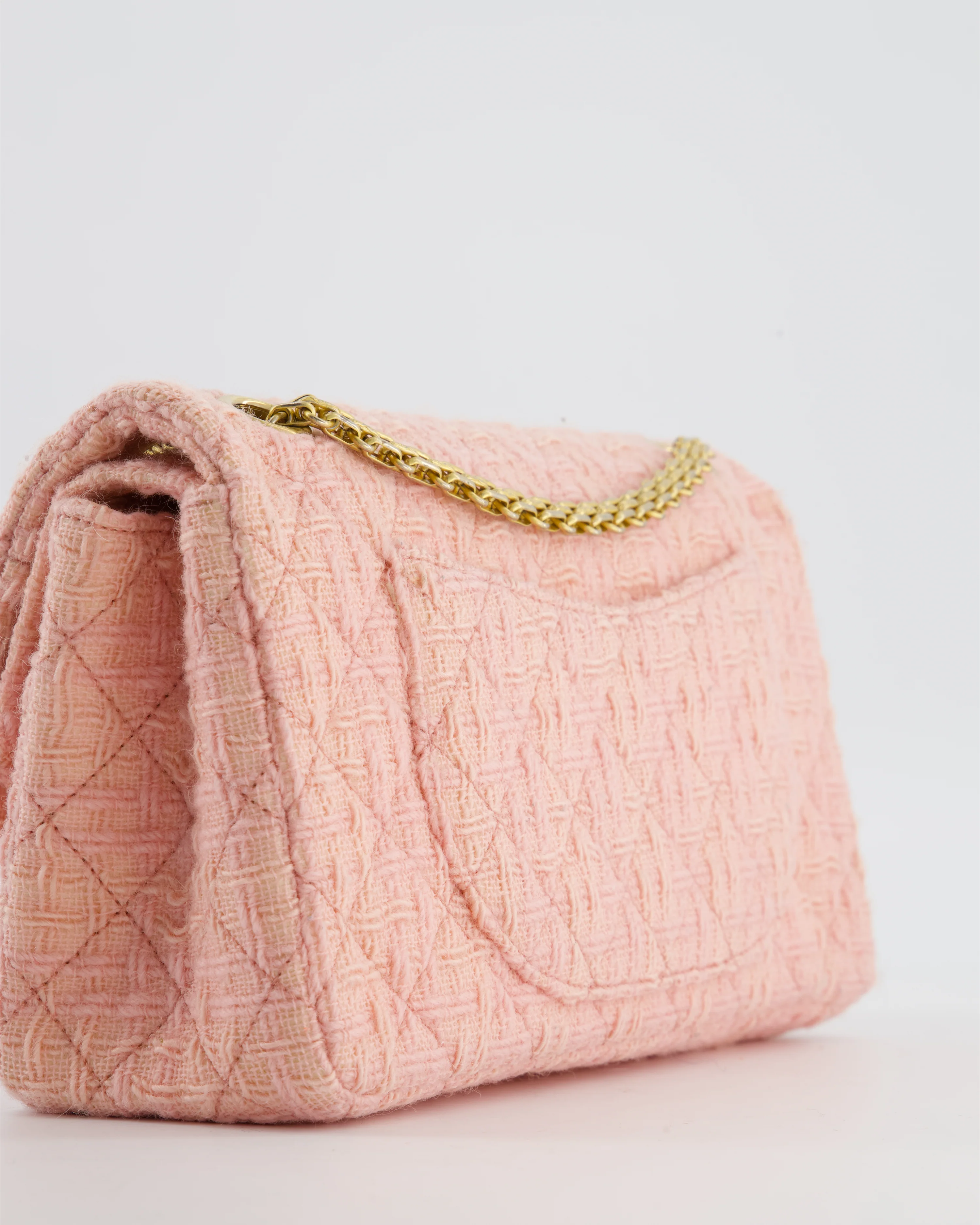 Chanel Pink Tweed Small Reissue 2.55 Double Flap Bag with Gold Hardware - Image 15