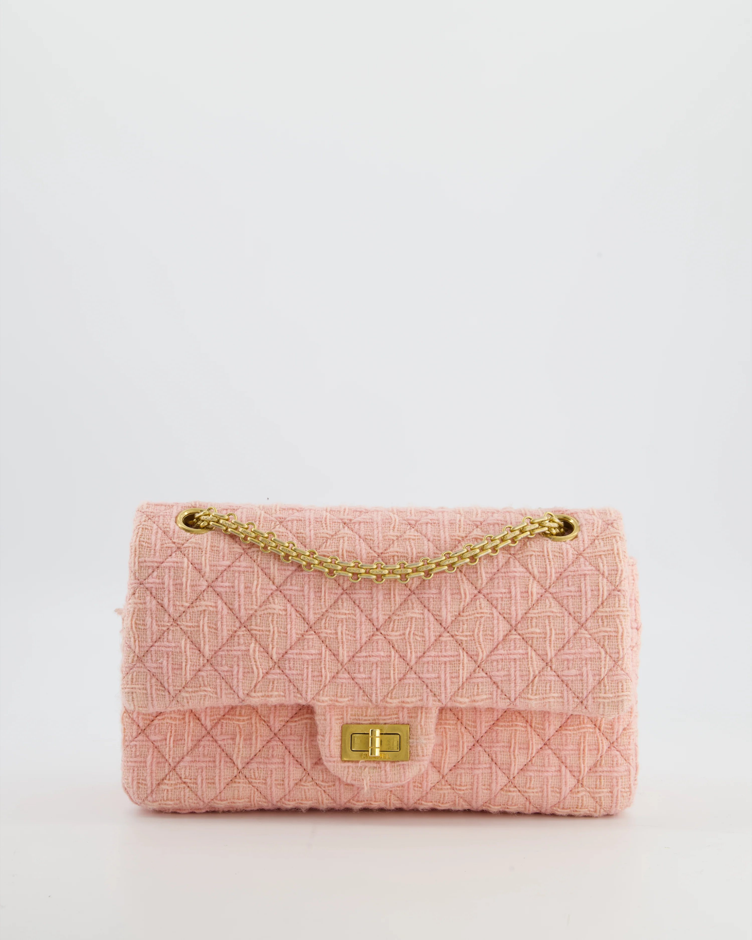 Chanel Pink Tweed Small Reissue 2.55 Double Flap Bag with Gold Hardware - Image 3