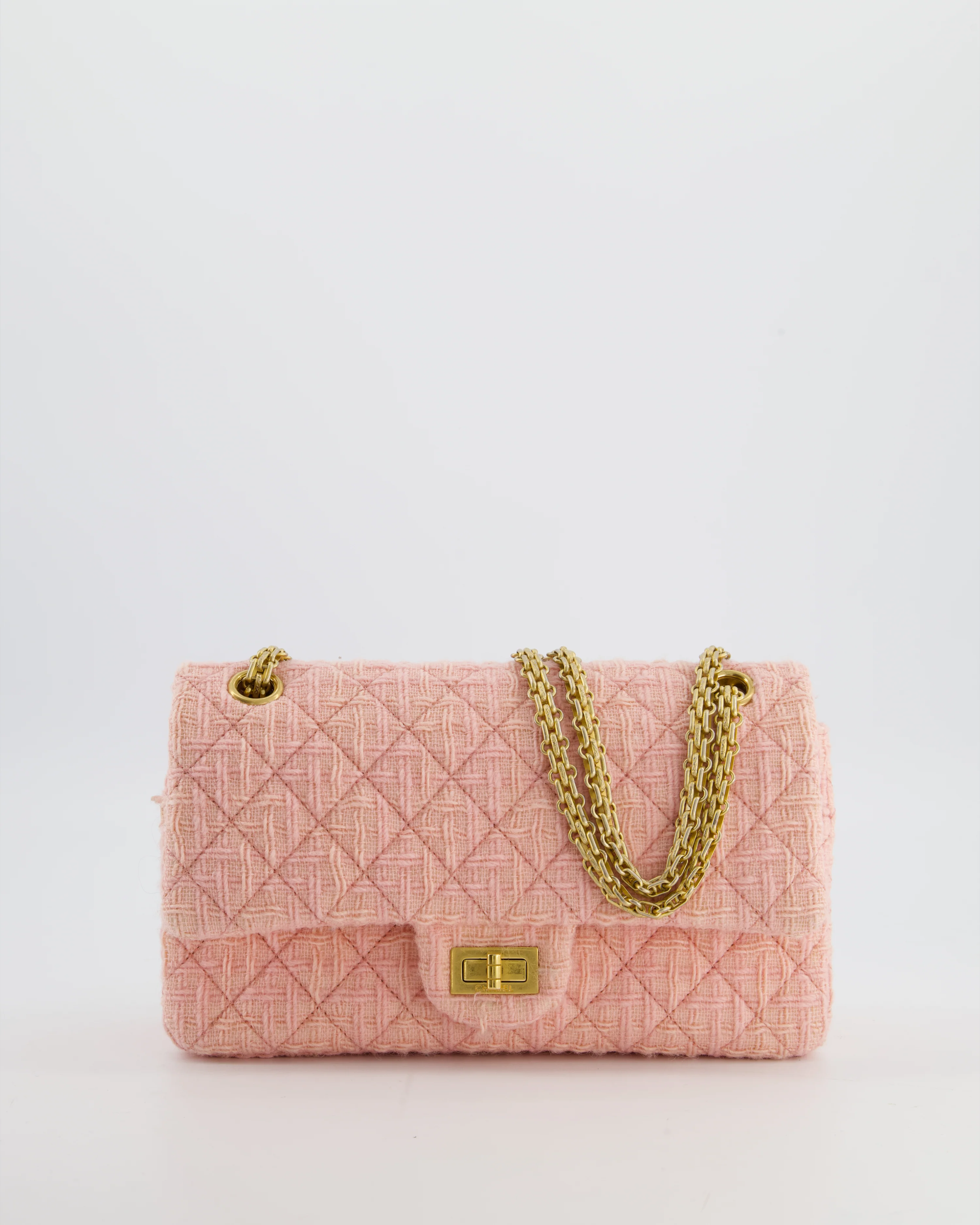 Chanel Pink Tweed Small Reissue 2.55 Double Flap Bag with Gold Hardware - Image 4