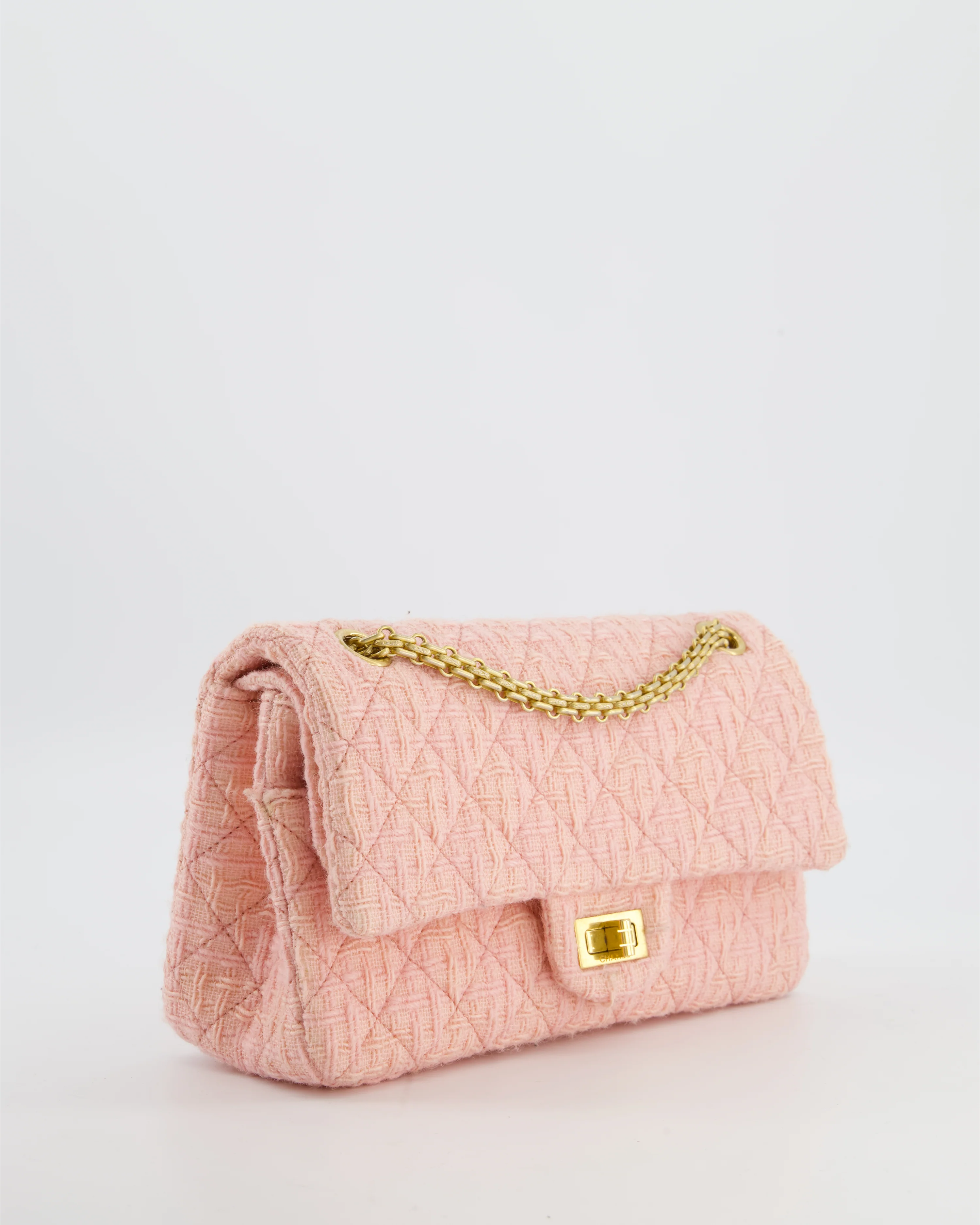 Chanel Pink Tweed Small Reissue 2.55 Double Flap Bag with Gold Hardware - Image 5