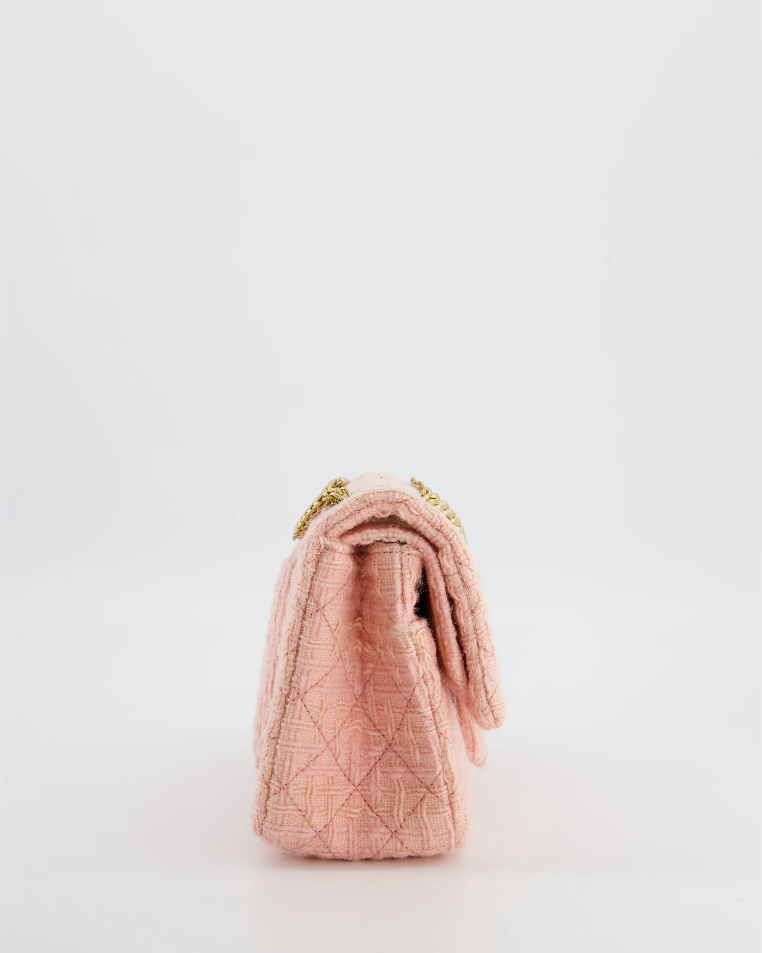 Chanel Pink Tweed Small Reissue 2.55 Double Flap Bag with Gold Hardware - Image 6